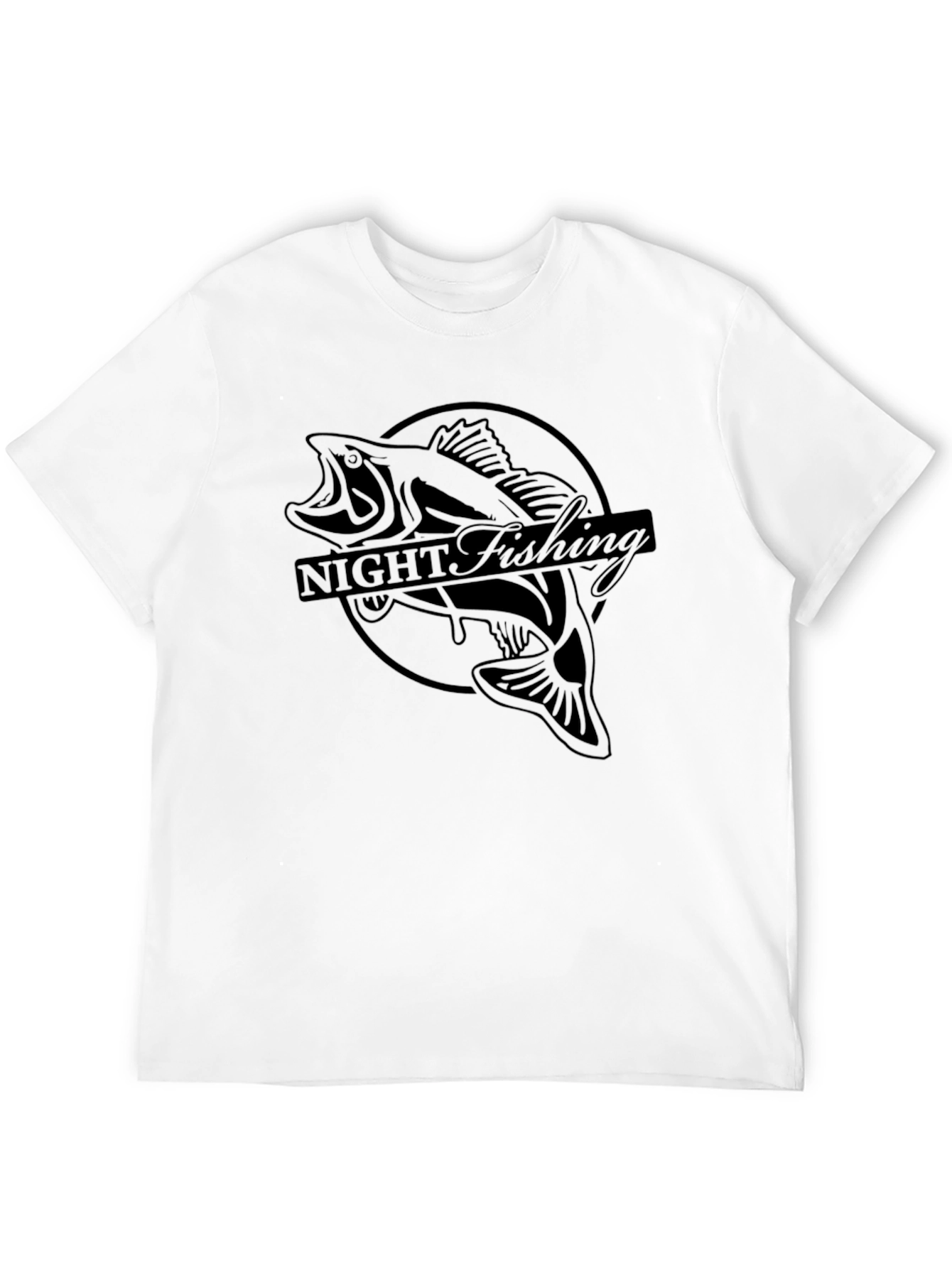 Night Fishing Graphic Tee - Black Bass Design