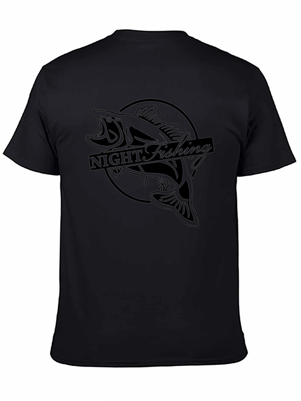 Night Fishing Graphic Tee - Black Bass Design