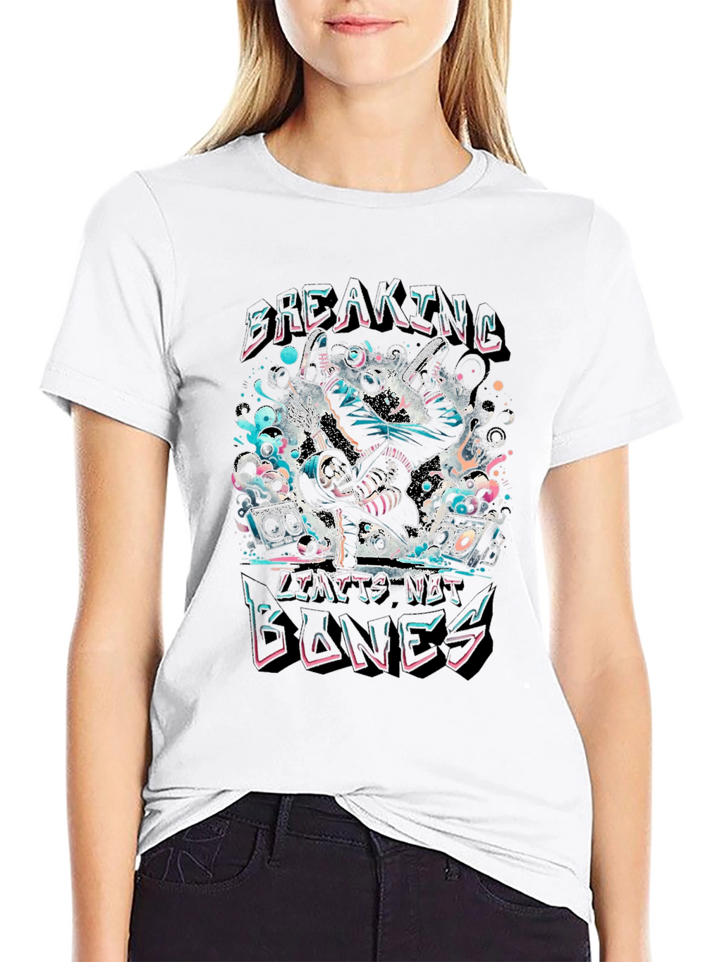 Breaking Bones Graphic Tee - Black Cotton Blend