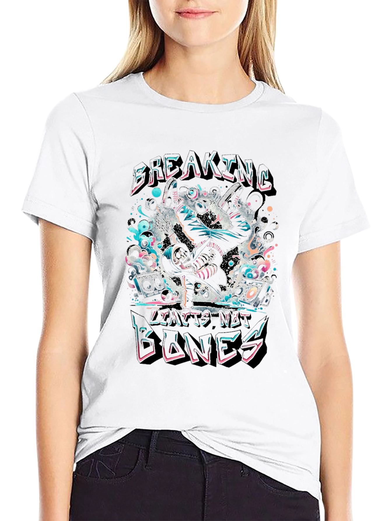 Breaking Bones Graphic Tee - Black Cotton Blend