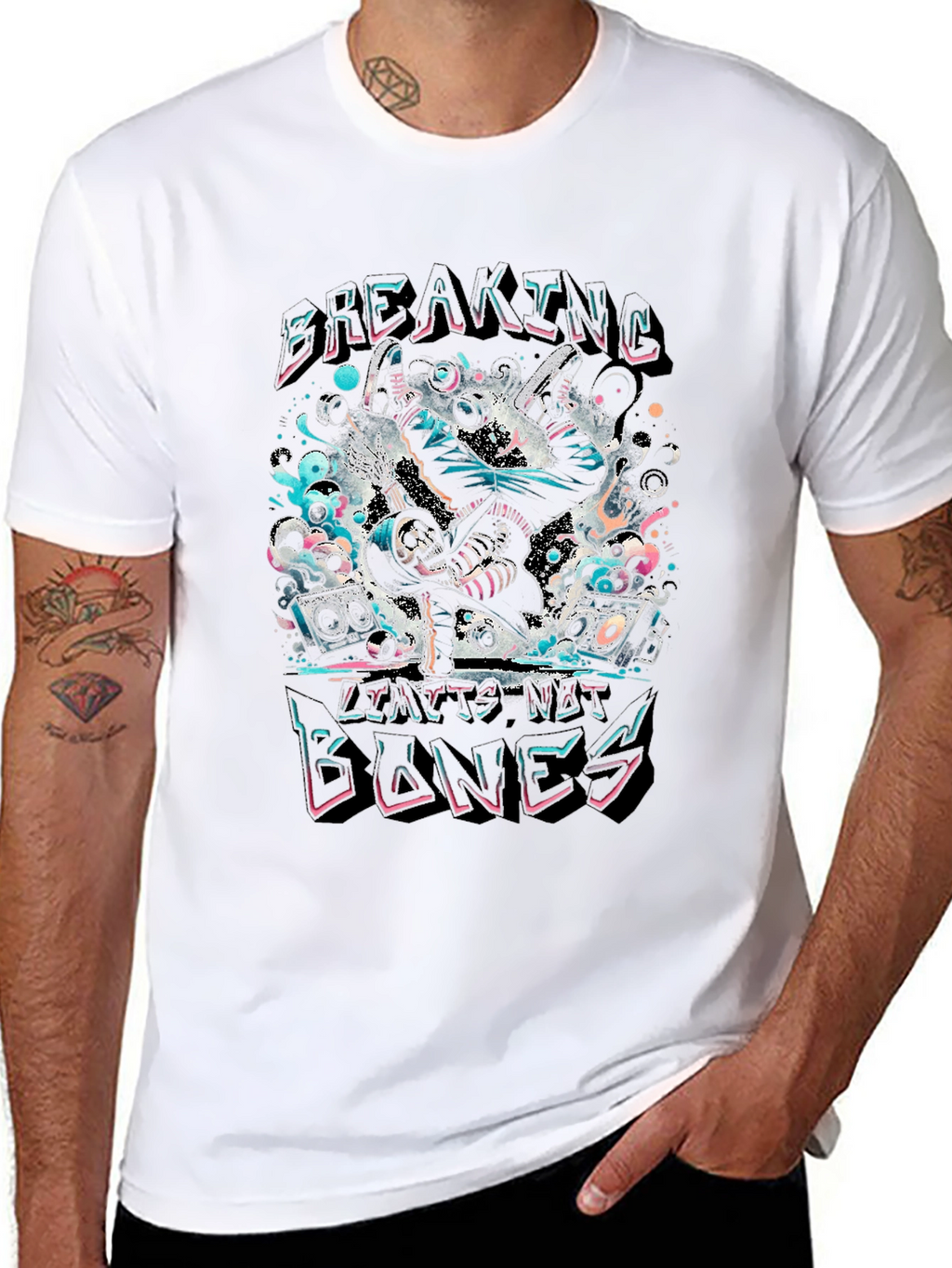 Breaking Bones Graphic Tee - Black Cotton Blend