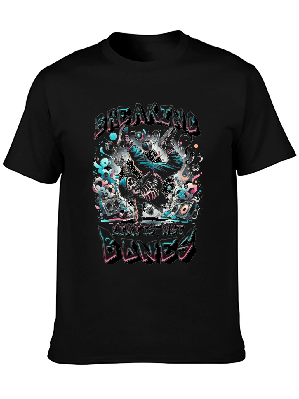 Breaking Bones Graphic Tee - Black Cotton Blend