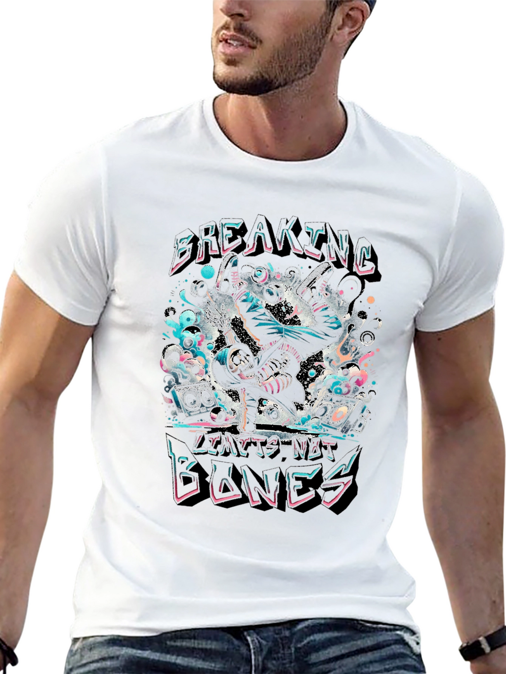 Breaking Bones Graphic Tee - Black Cotton Blend