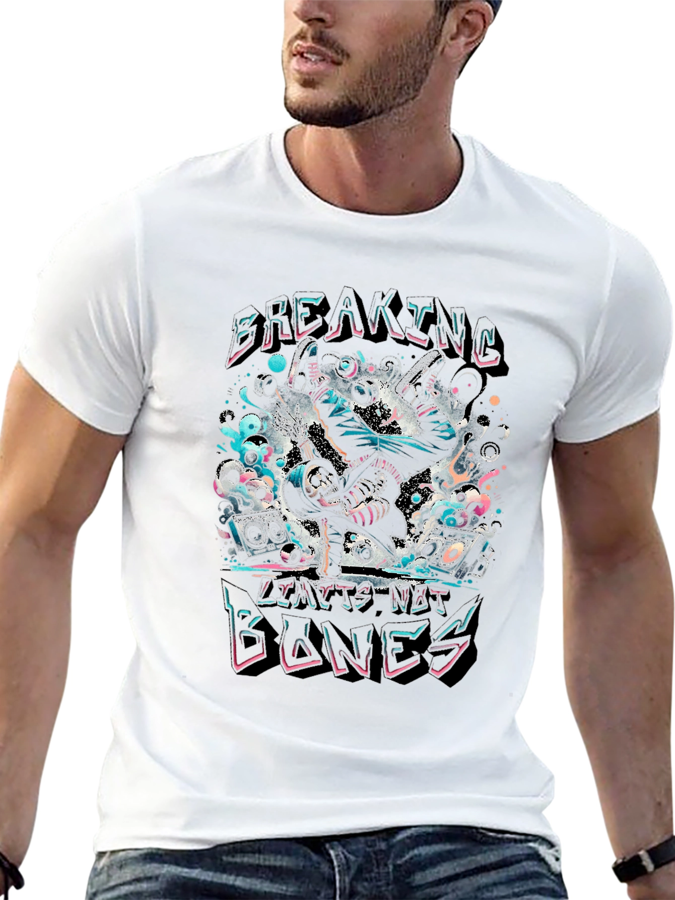 Breaking Bones Graphic Tee - Black Cotton Blend