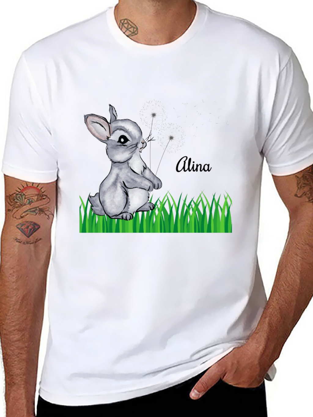 Bunny Alina Personalized Black T-Shirt