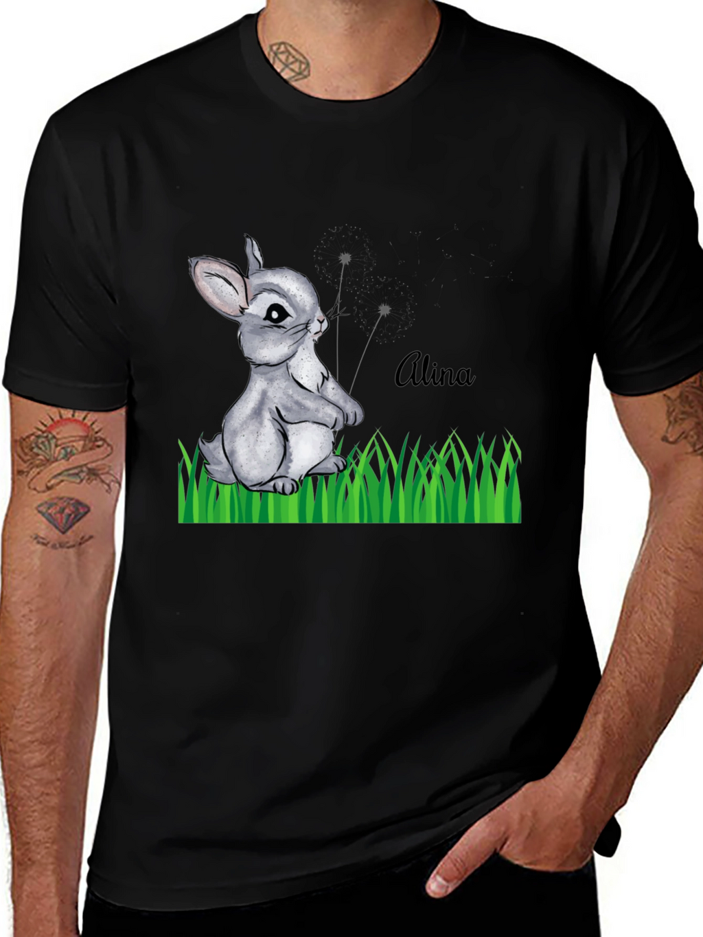 Bunny Alina Personalized Black T-Shirt