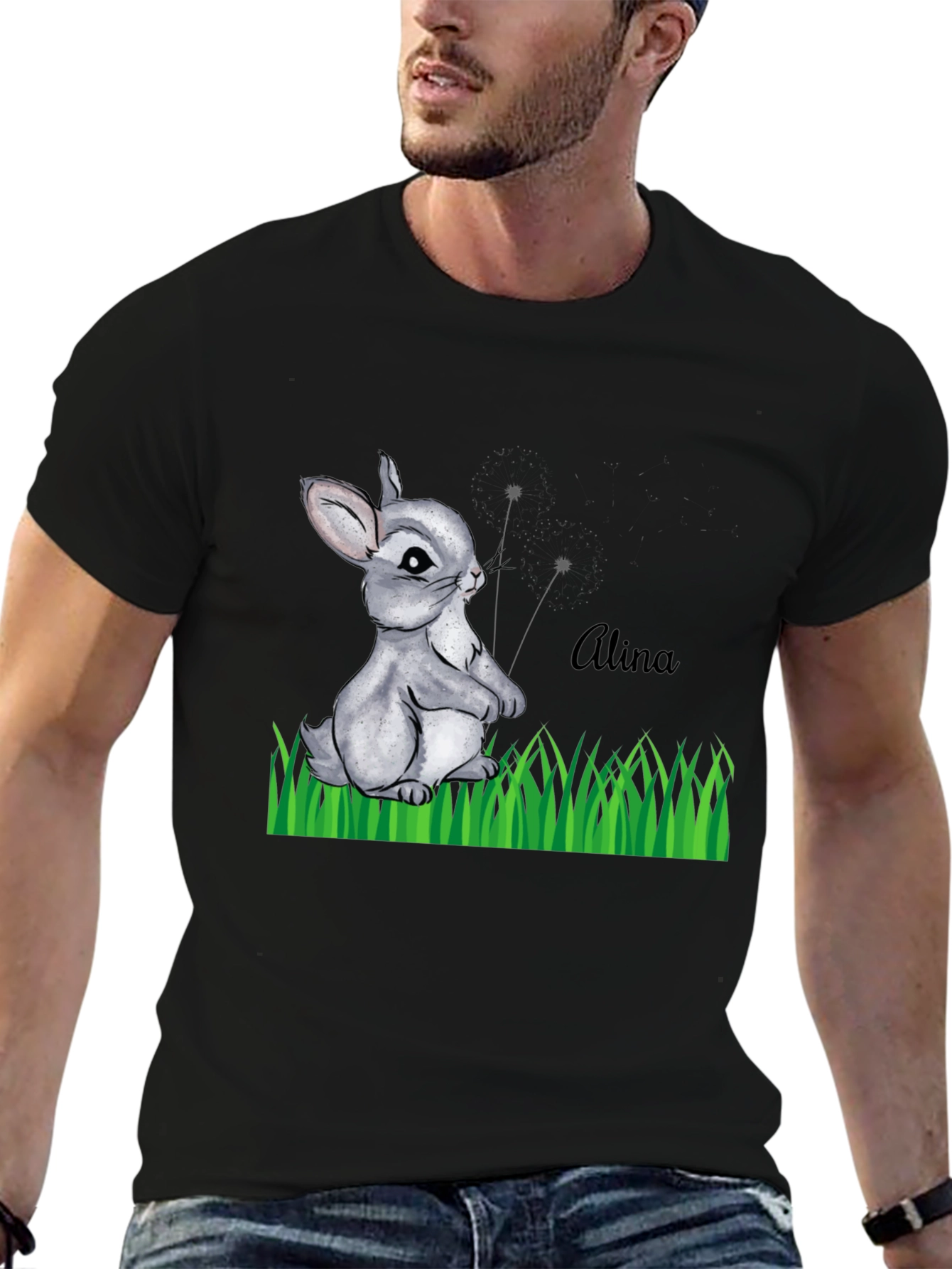 Bunny Alina Personalized Black T-Shirt