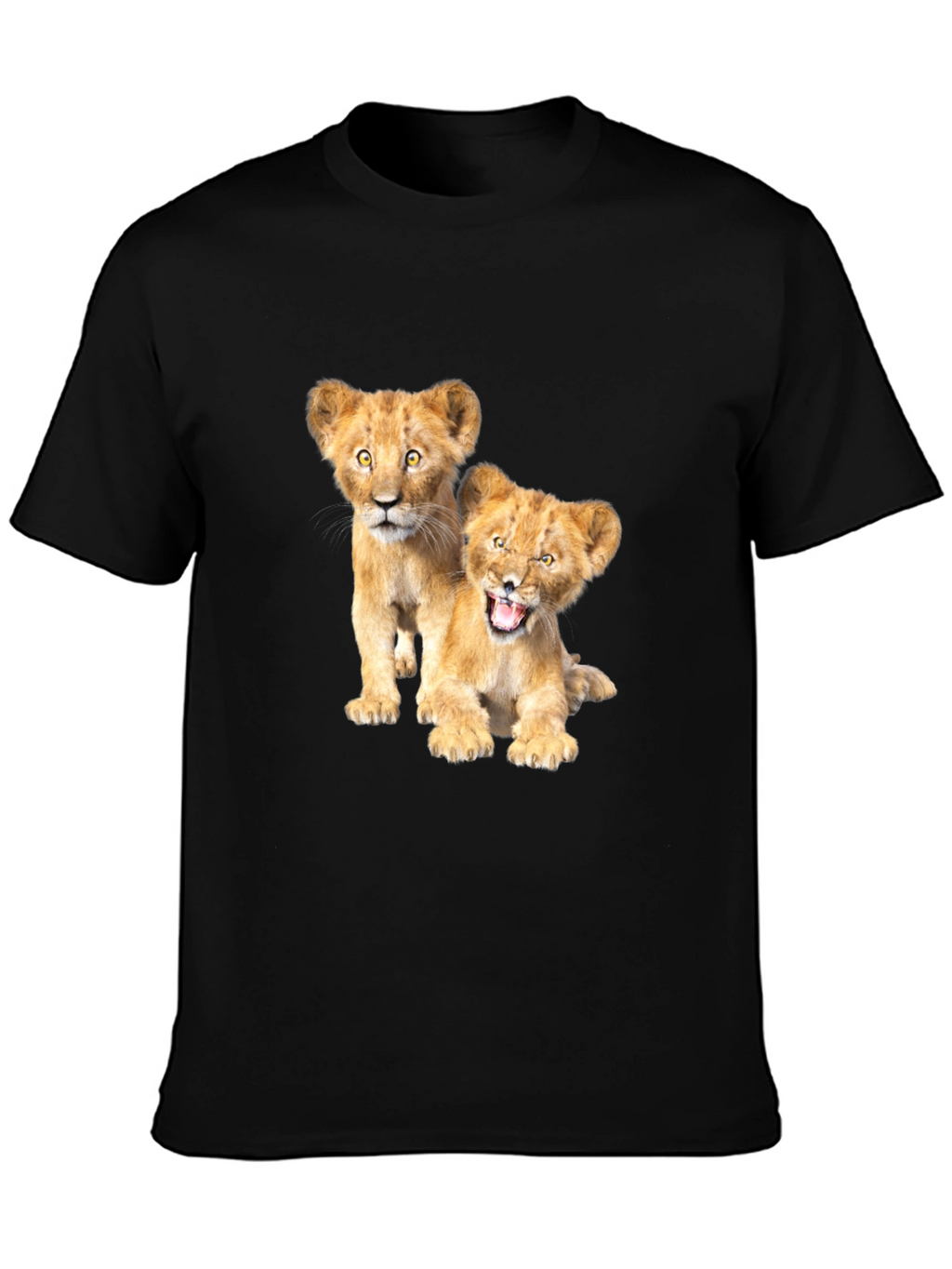 Lion Cub Graphic Tee - Black Cotton T-Shirt
