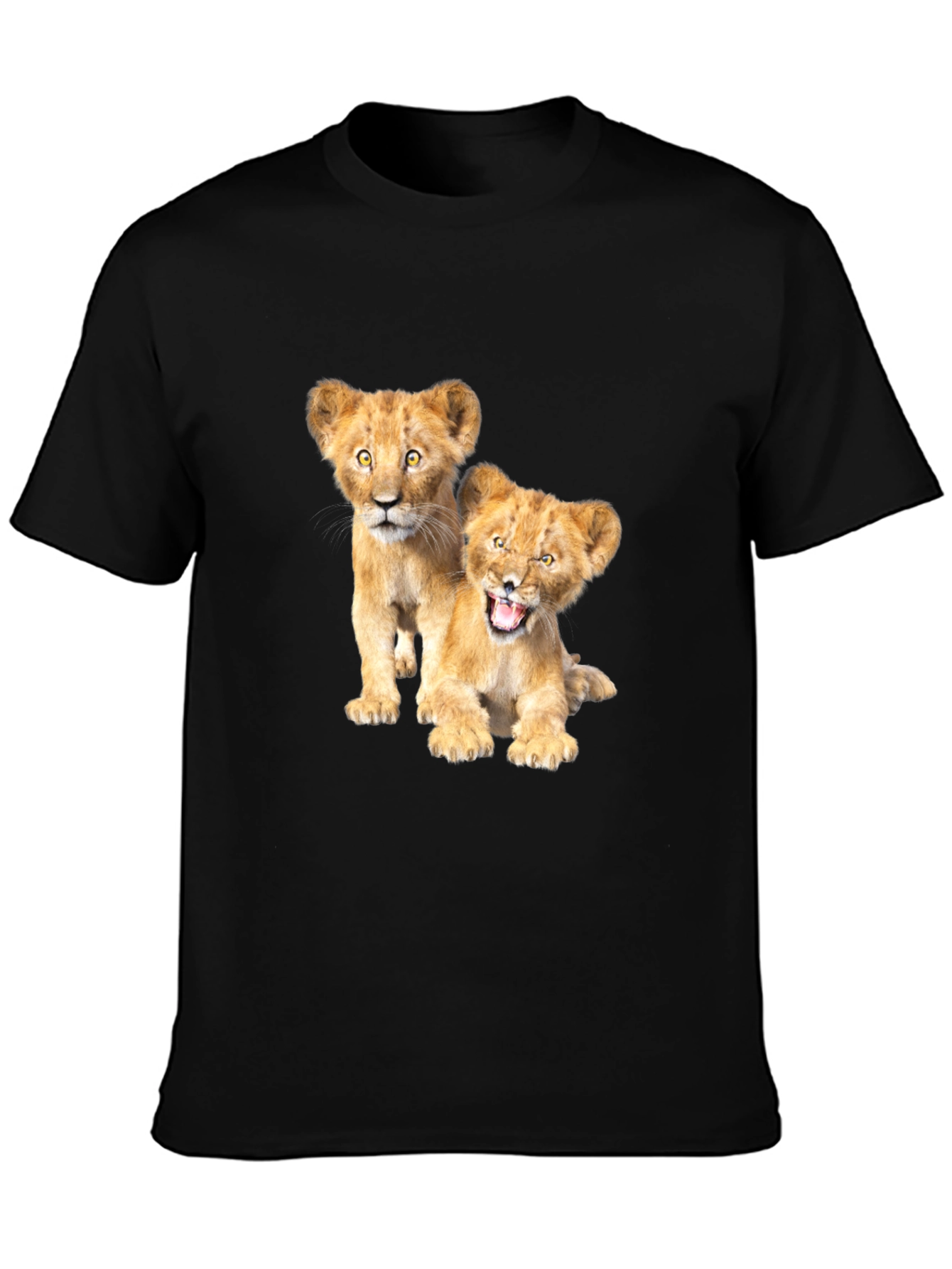 Lion Cub Graphic Tee - Black Cotton T-Shirt
