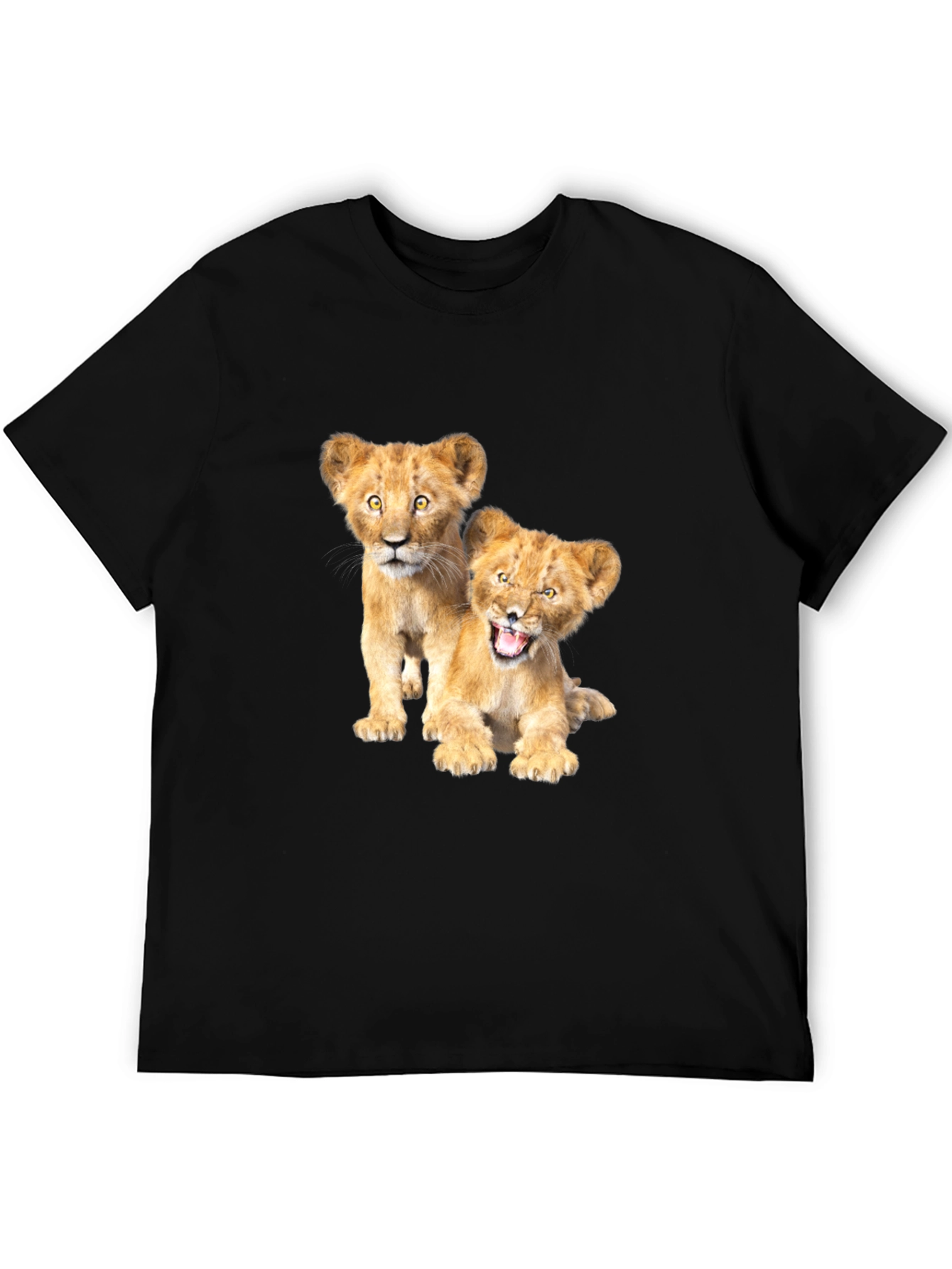 Lion Cub Graphic Tee - Black Cotton T-Shirt