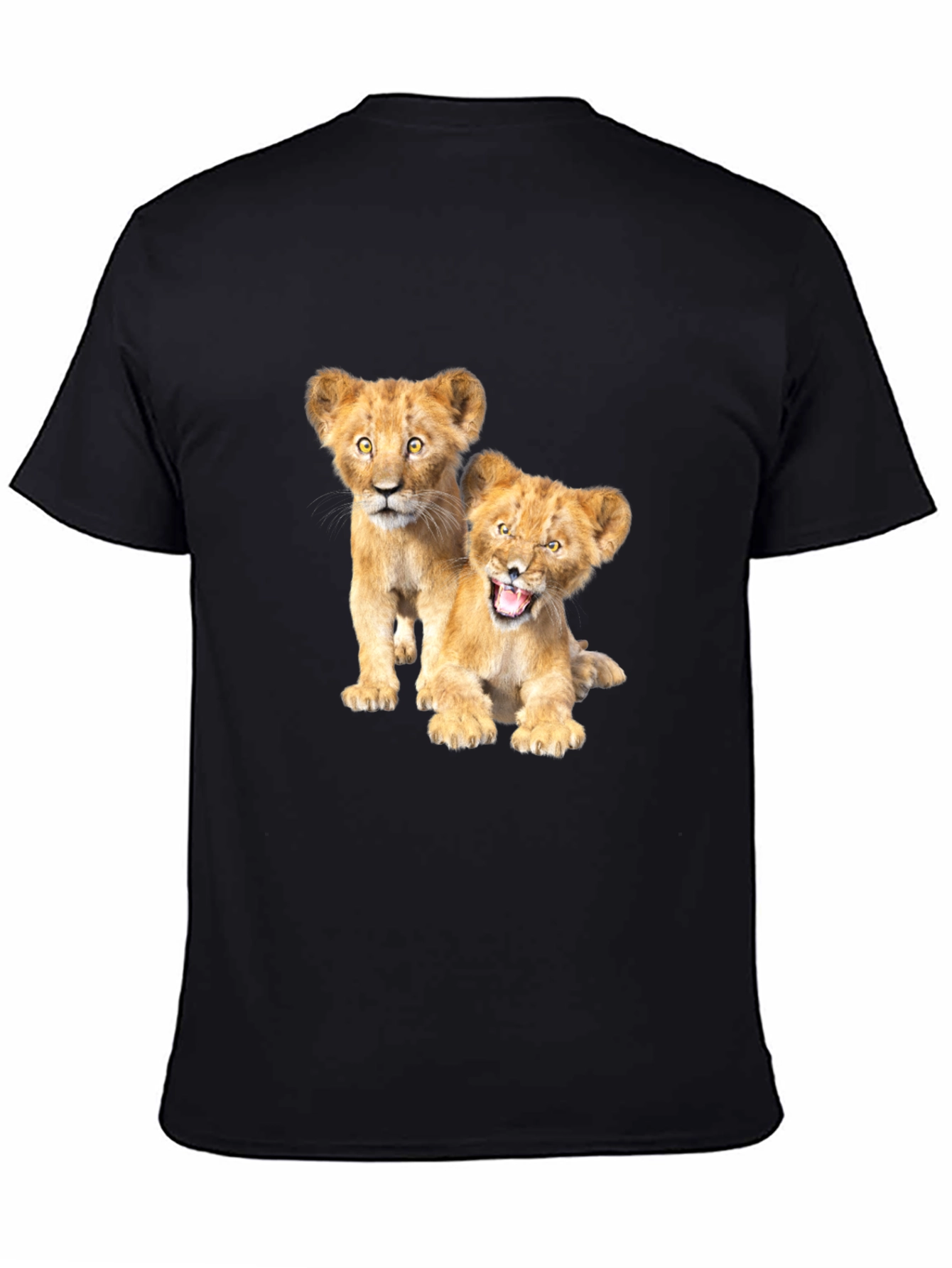 Lion Cub Graphic Tee - Black Cotton T-Shirt