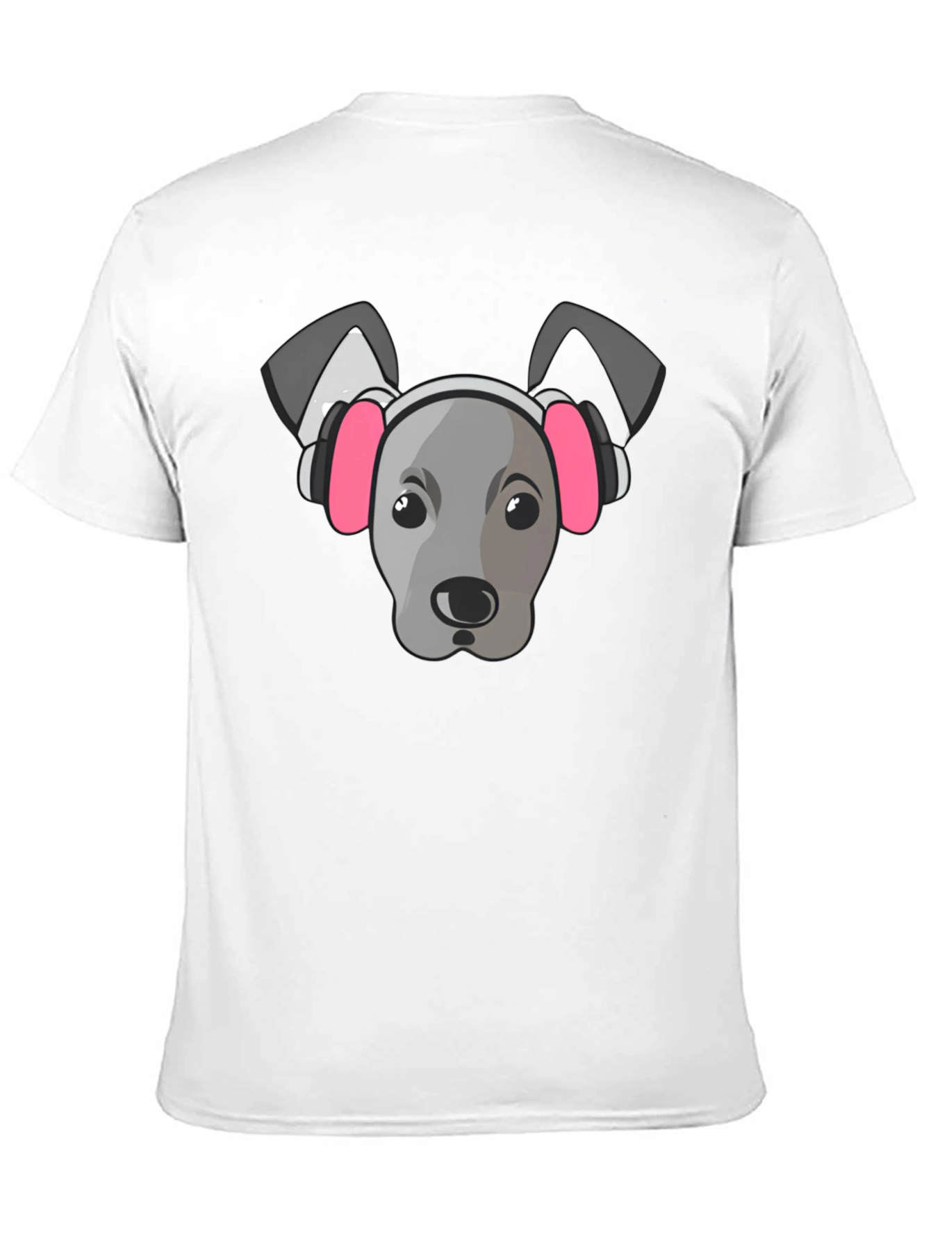 Dog with Headphones Graphic Tee - Black