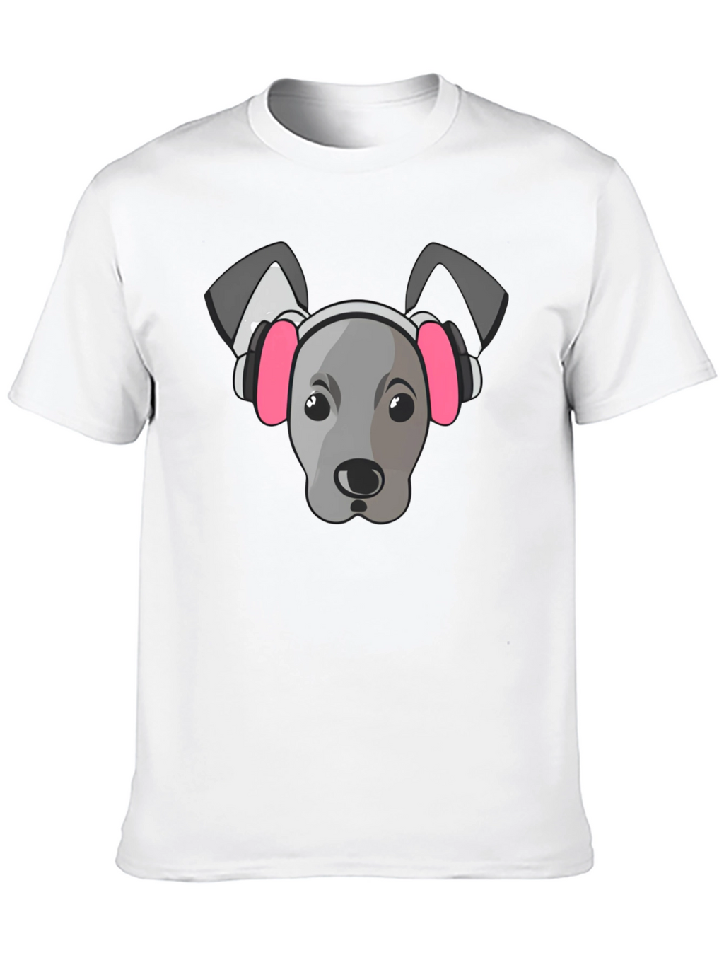 Dog with Headphones Graphic Tee - Black