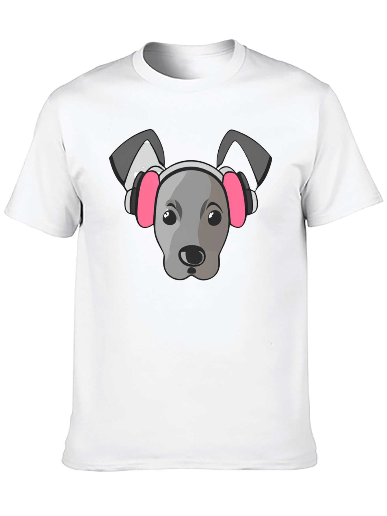 Dog with Headphones Graphic Tee - Black