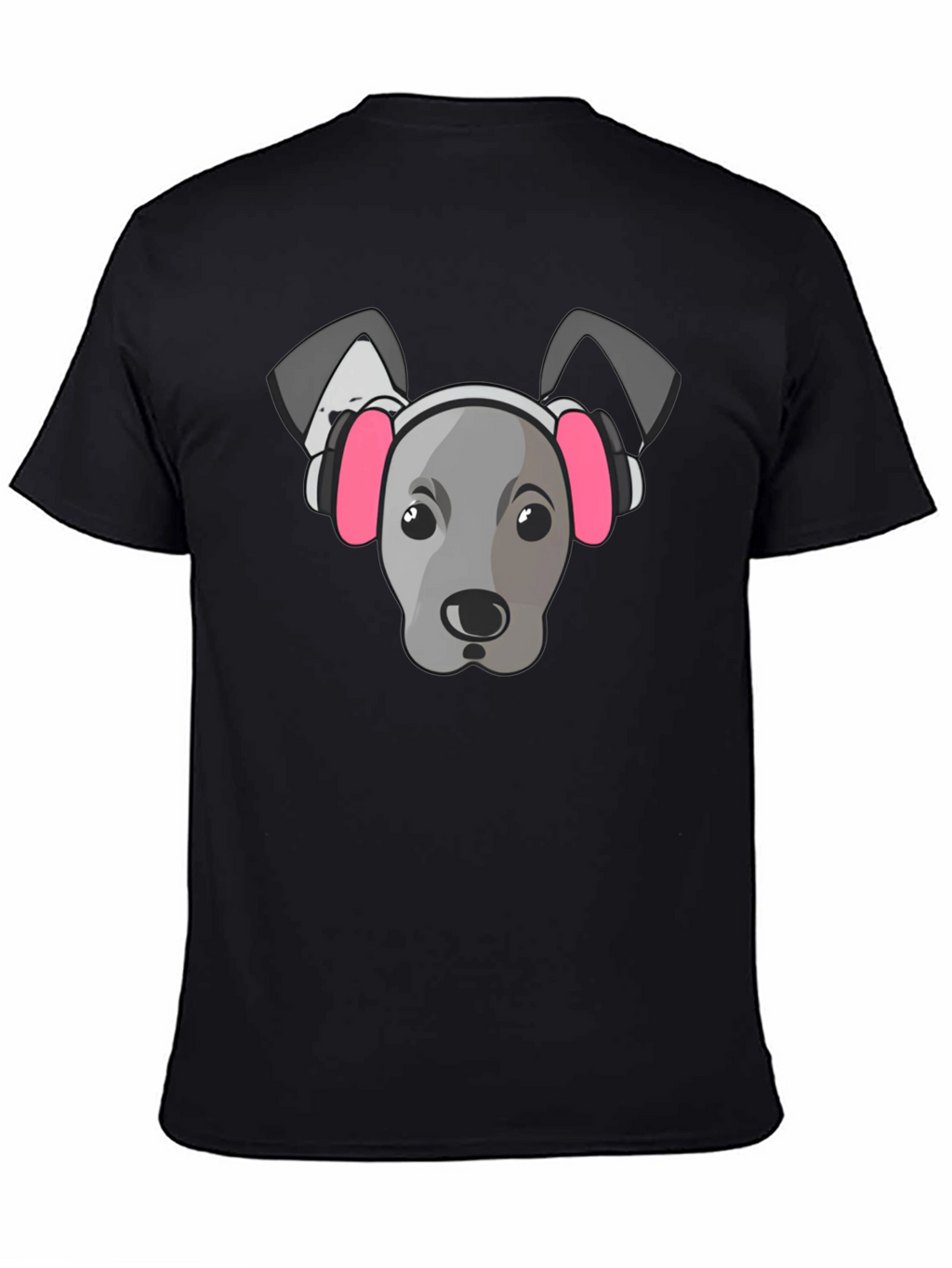 Dog with Headphones Graphic Tee - Black