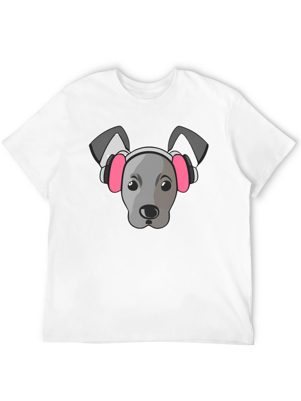 Dog with Headphones Graphic Tee - Black