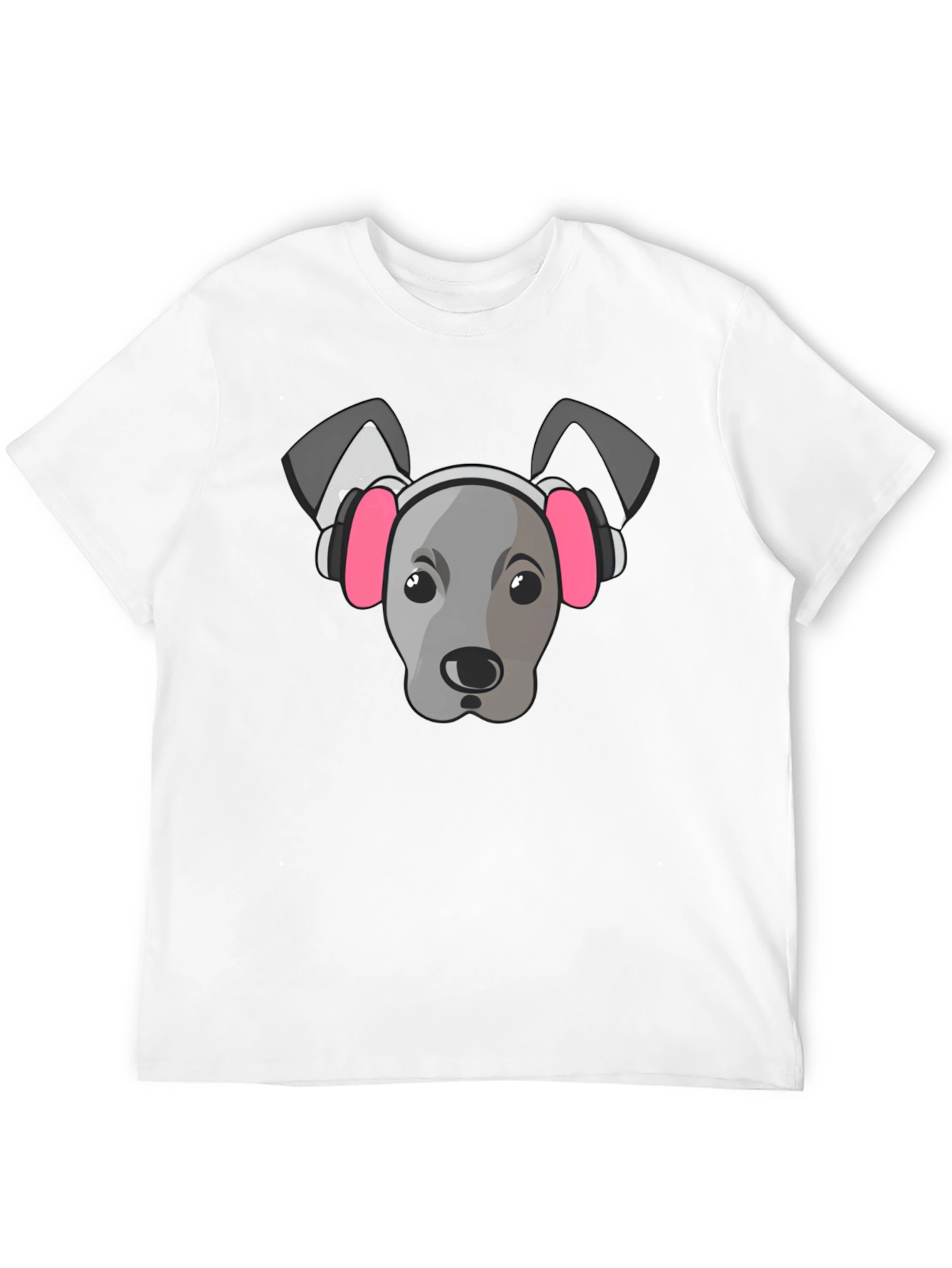 Dog with Headphones Graphic Tee - Black