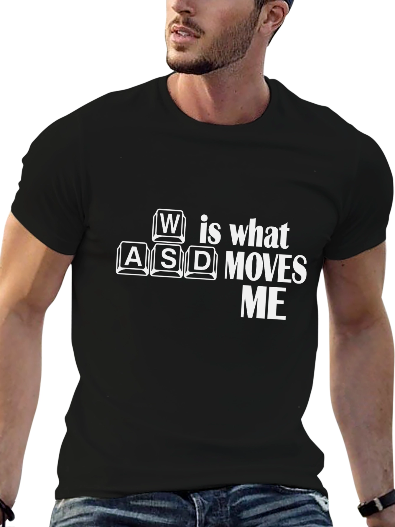 Gamer T-Shirt: WASD Moves Me - Black Cotton Tee