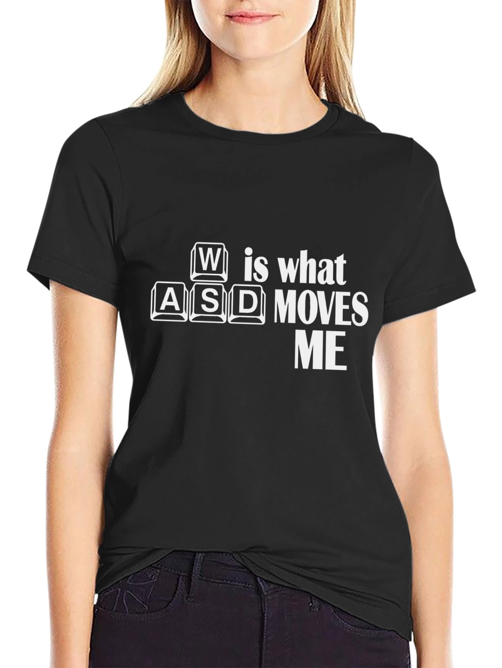 Gamer T-Shirt: WASD Moves Me - Black Cotton Tee