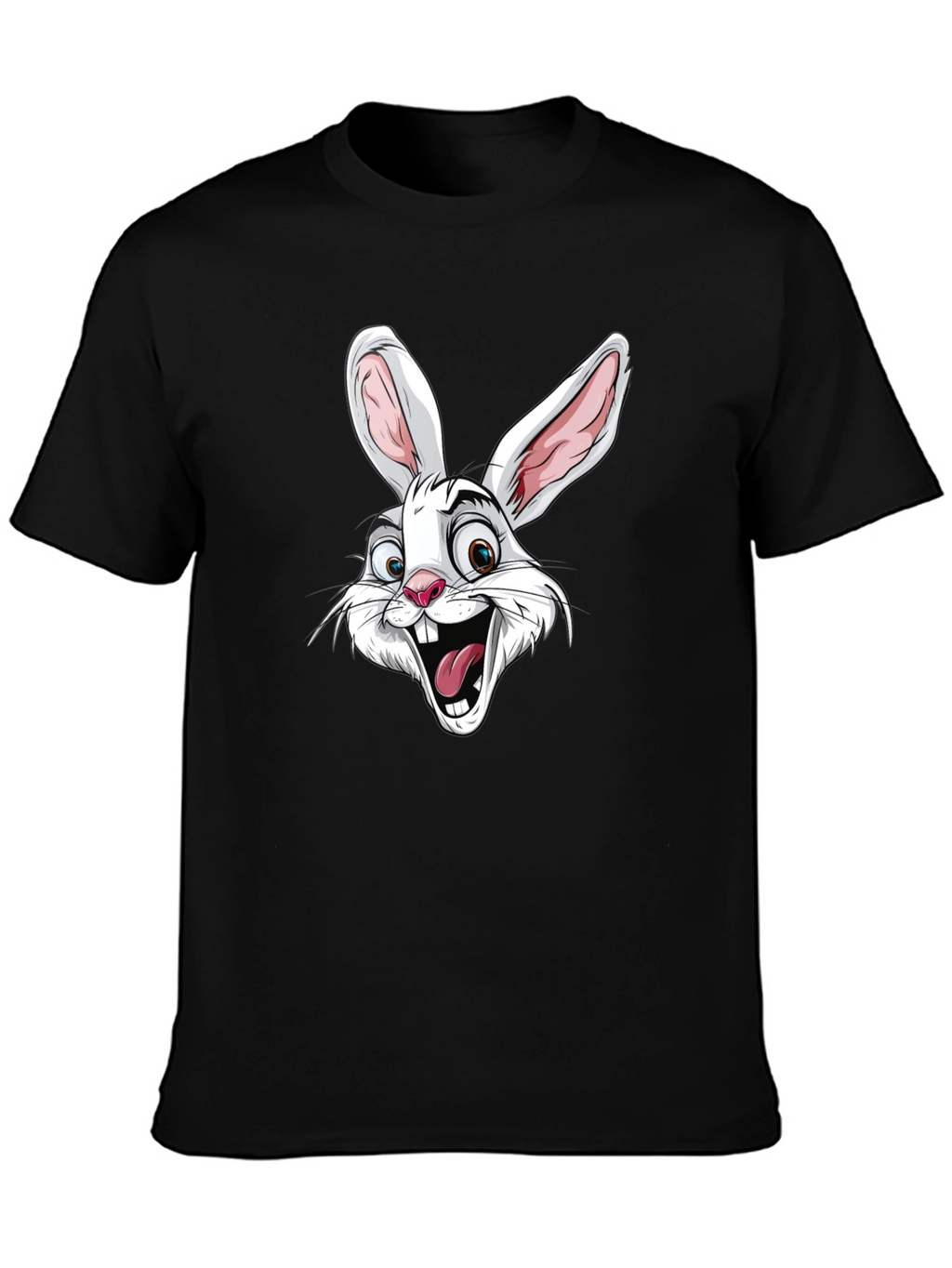 Cartoon Rabbit Graphic T-Shirt - Black Cotton Tee