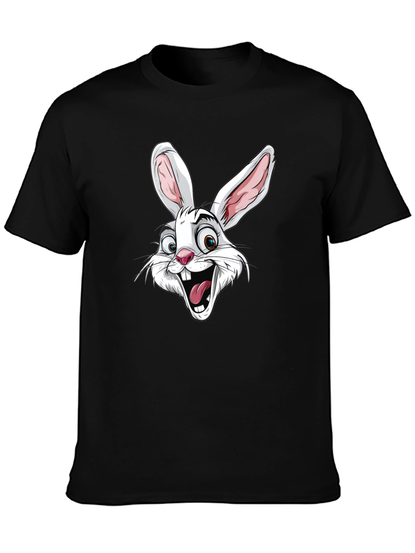 Cartoon Rabbit Graphic T-Shirt - Black Cotton Tee