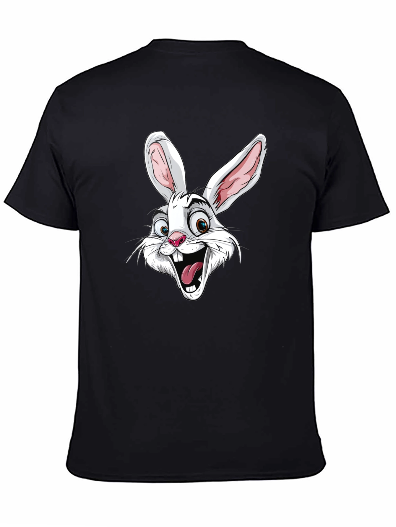 Cartoon Rabbit Graphic T-Shirt - Black Cotton Tee