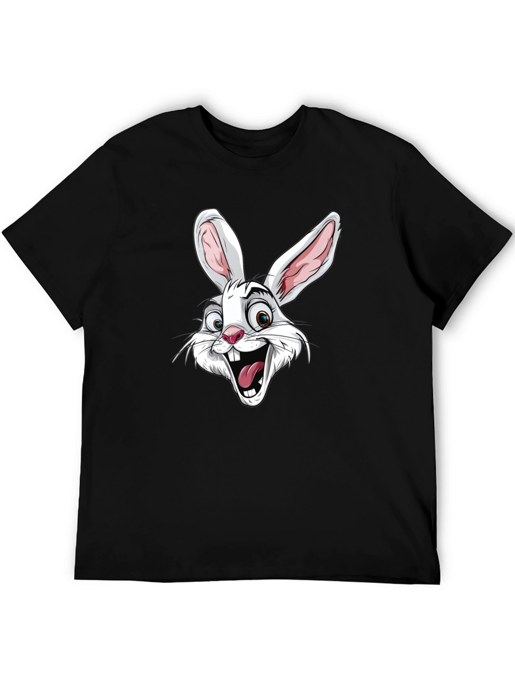 Cartoon Rabbit Graphic T-Shirt - Black Cotton Tee