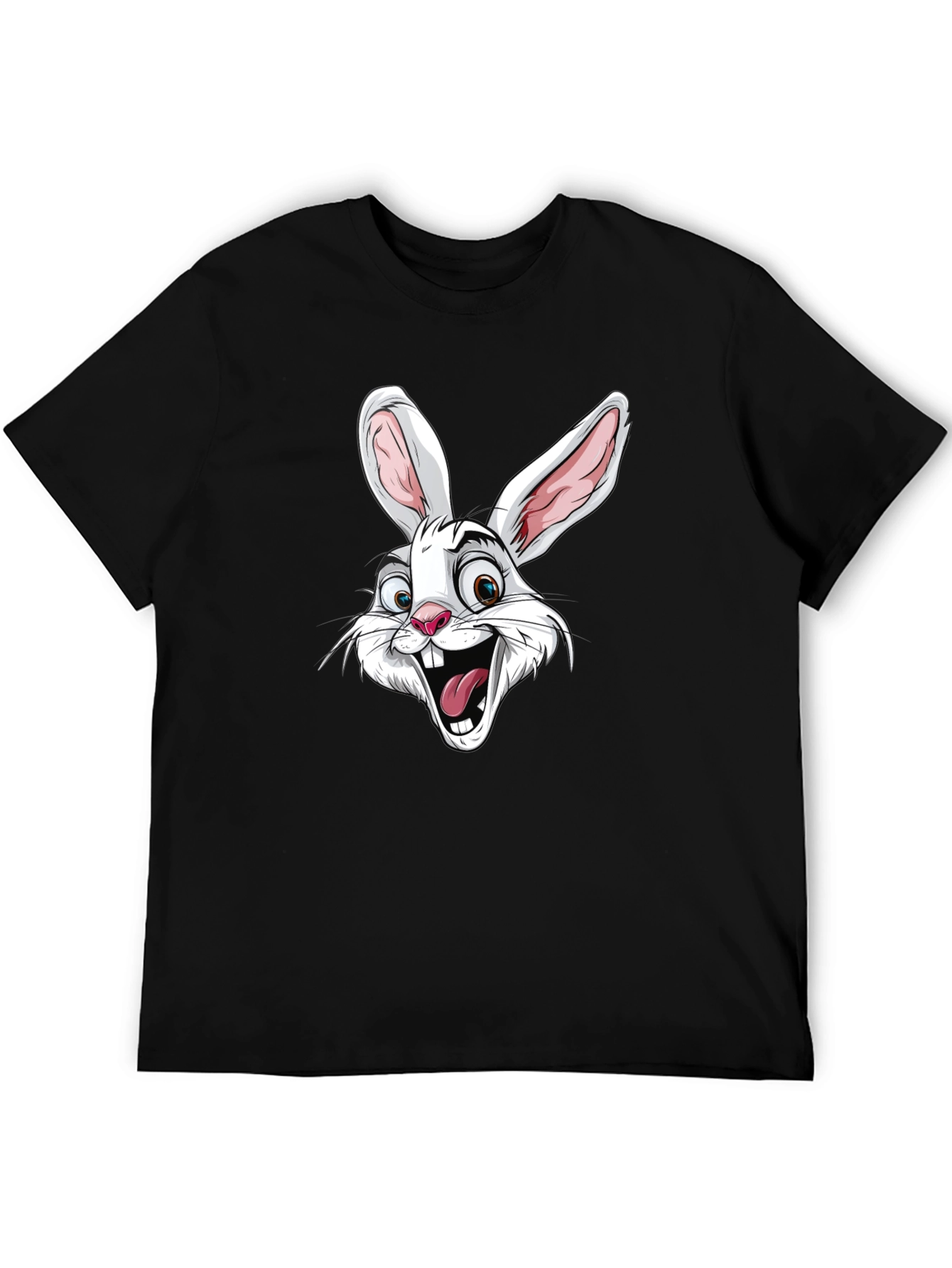 Cartoon Rabbit Graphic T-Shirt - Black Cotton Tee