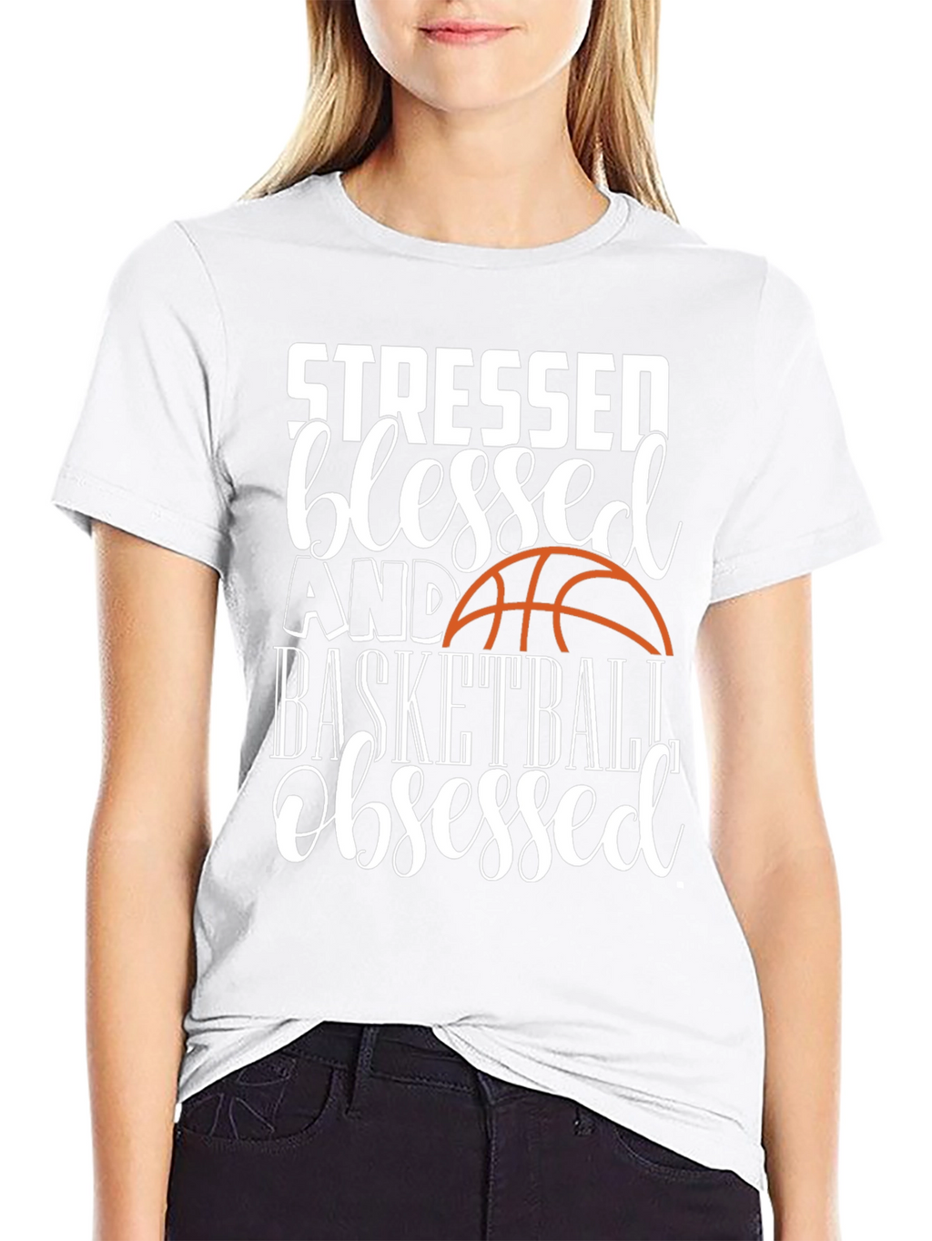 Stressed Blessed Basketball Obsessed Graphic Tee