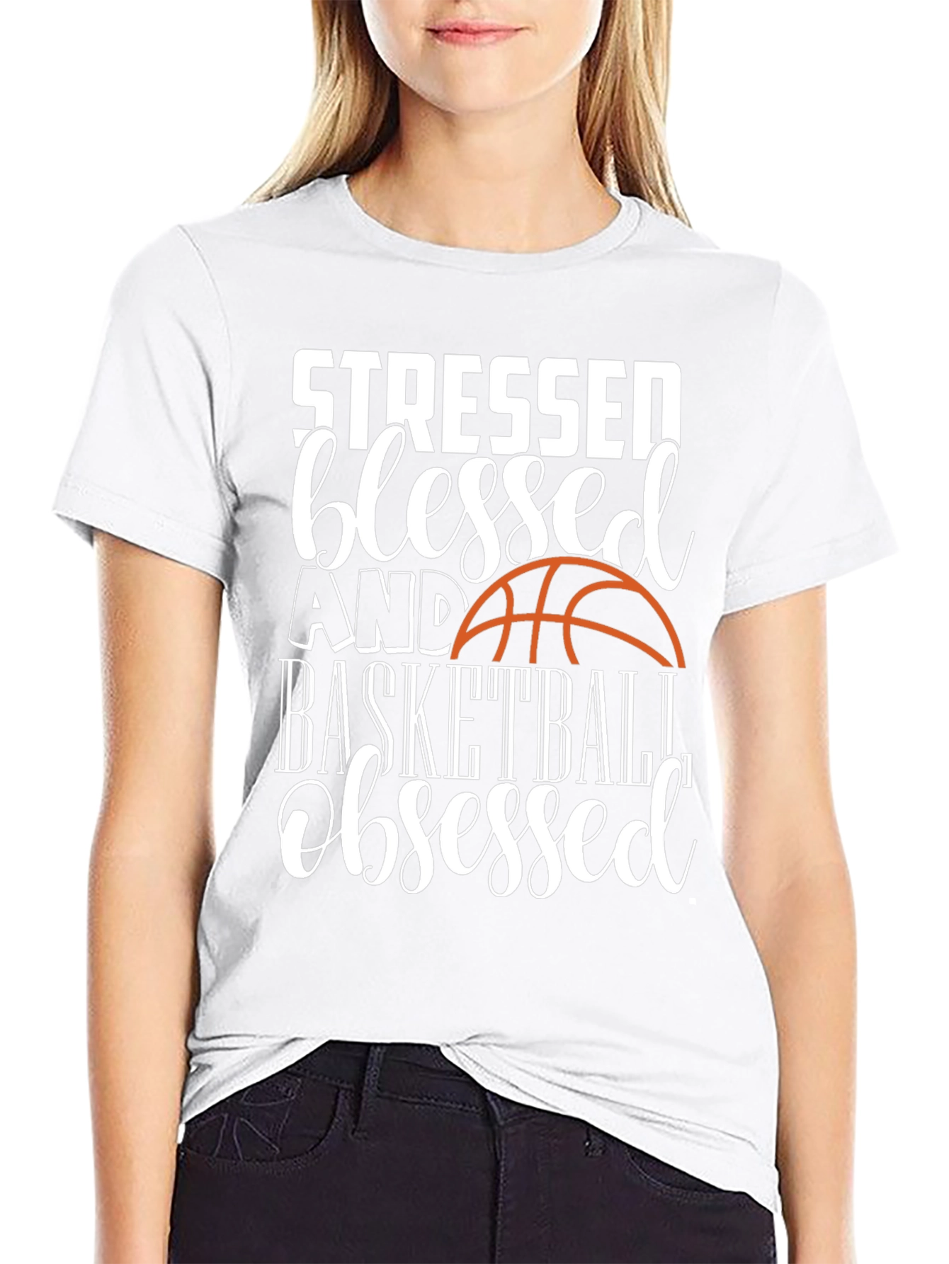 Stressed Blessed Basketball Obsessed Graphic Tee