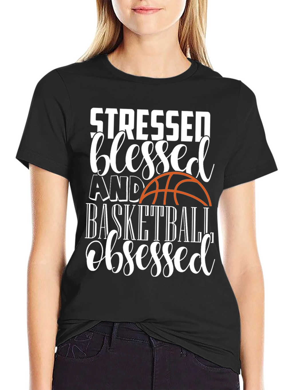 Stressed Blessed Basketball Obsessed Graphic Tee