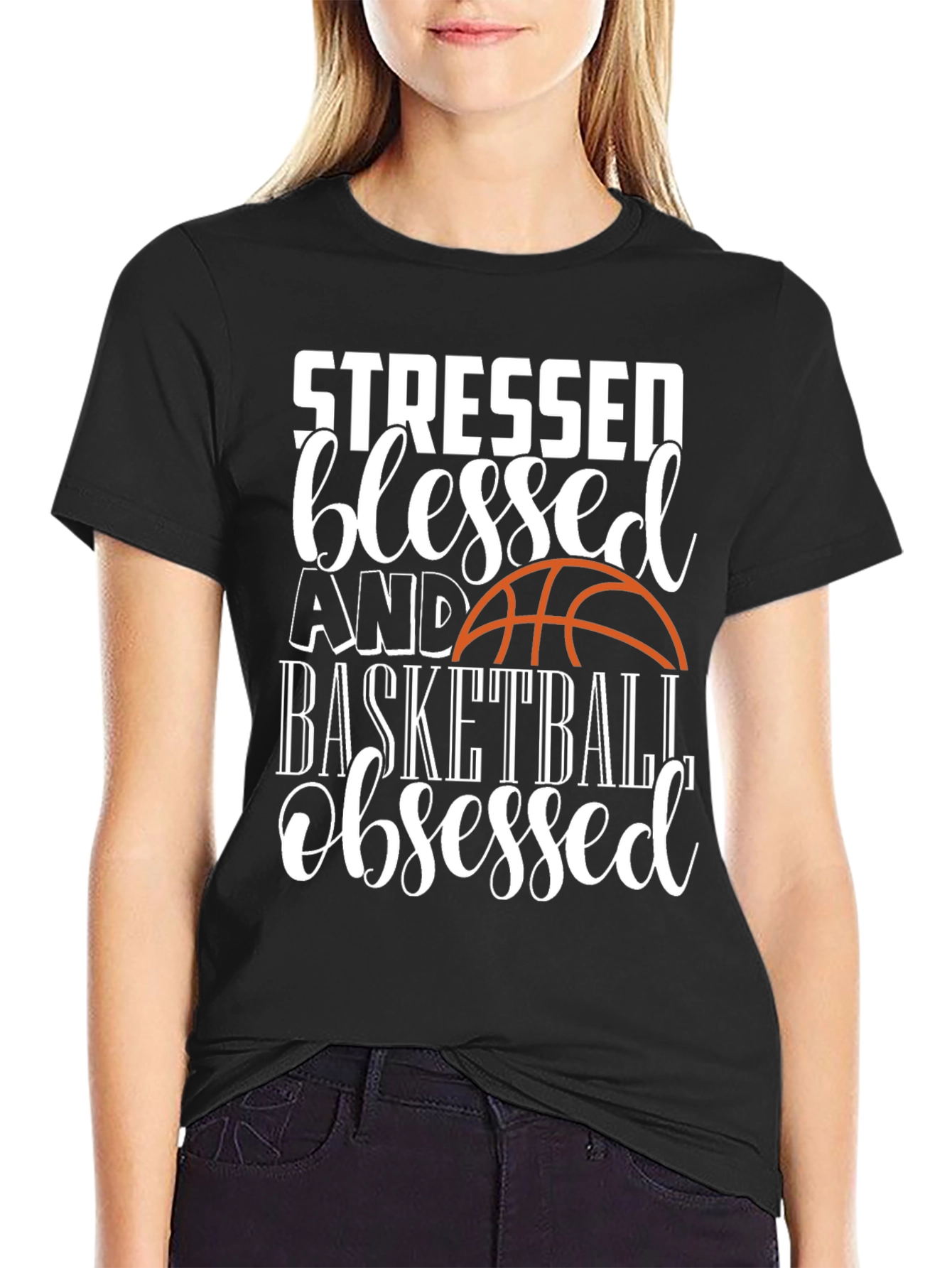 Stressed Blessed Basketball Obsessed Graphic Tee