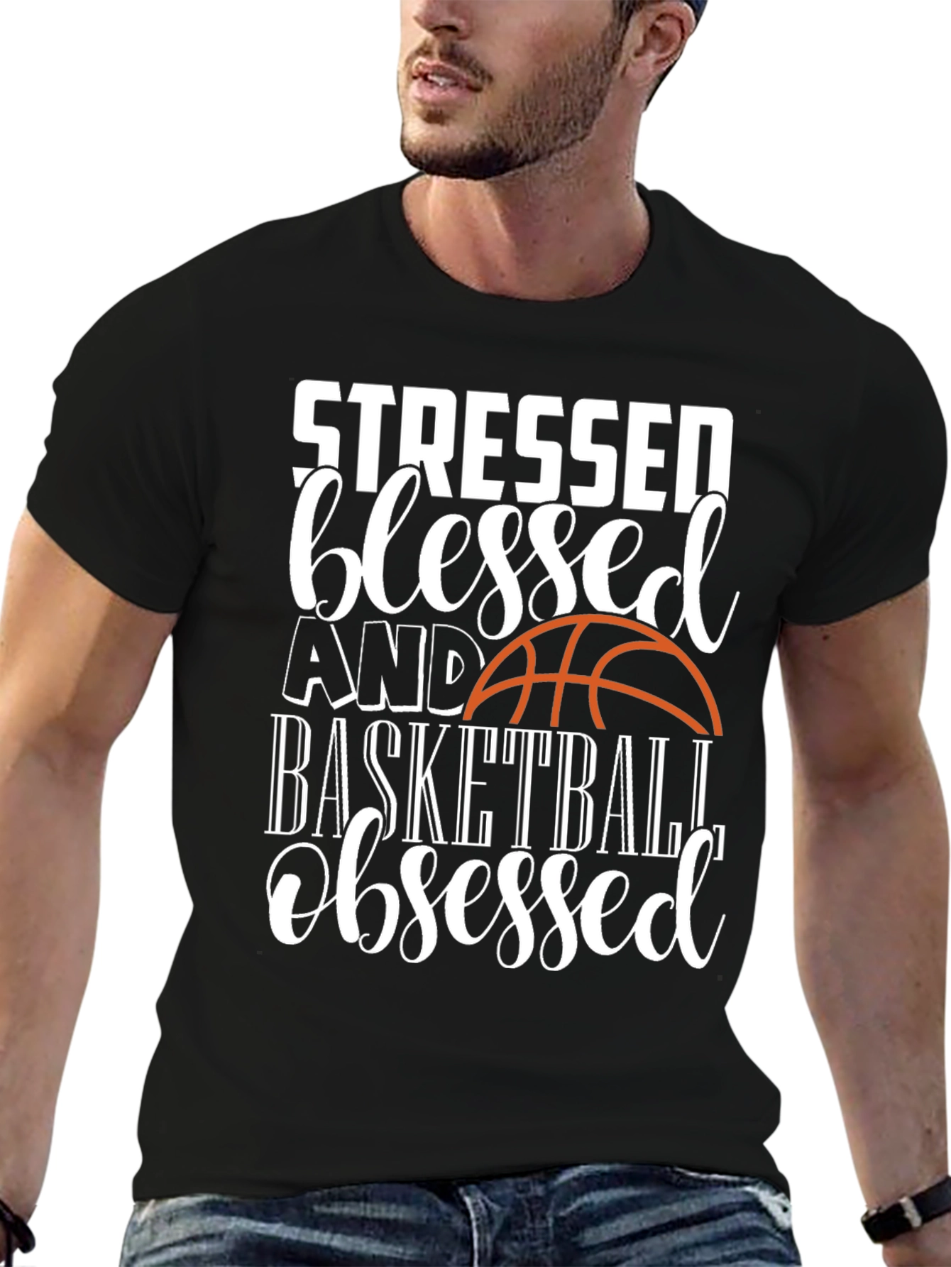 Stressed Blessed Basketball Obsessed Graphic Tee