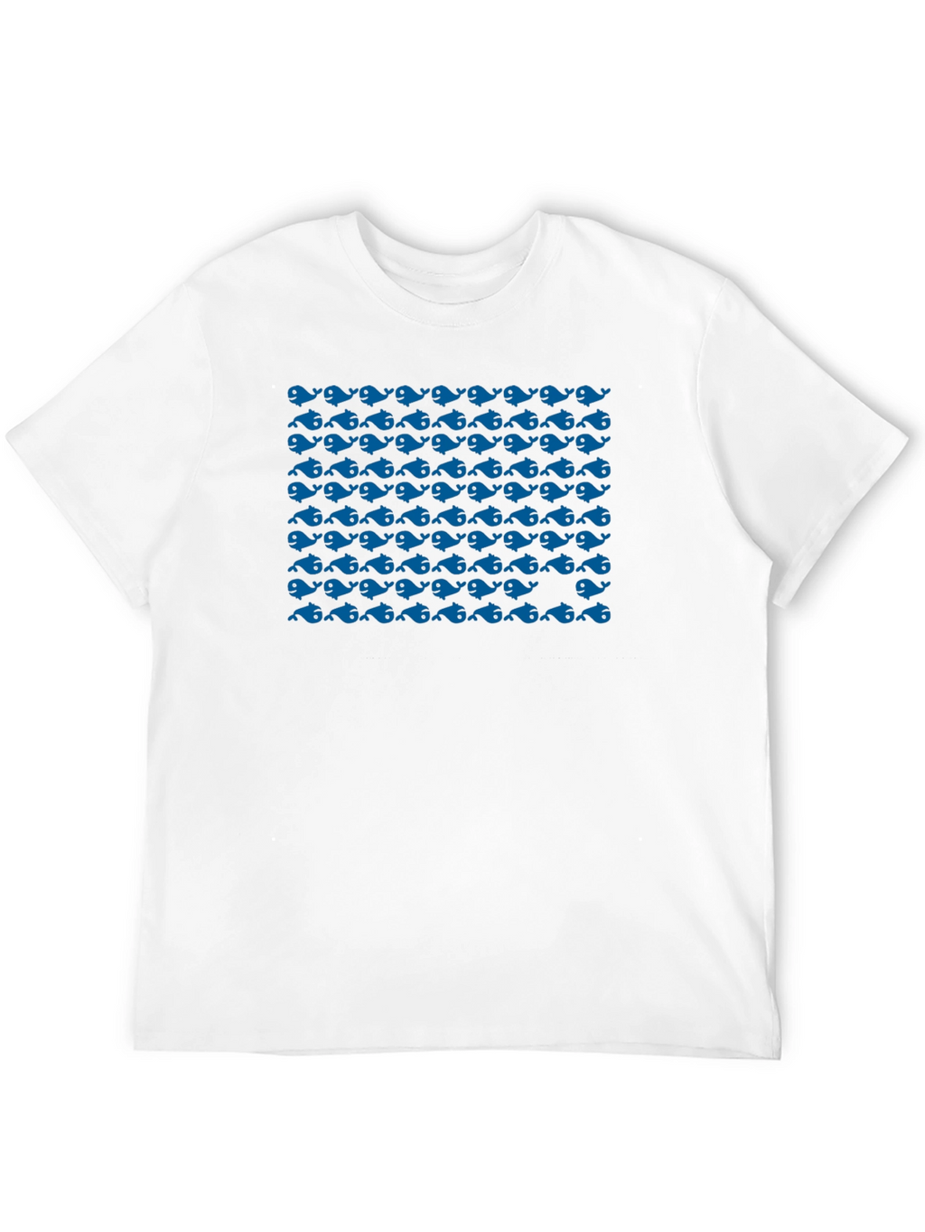 Blue Whale Pattern Black T-Shirt