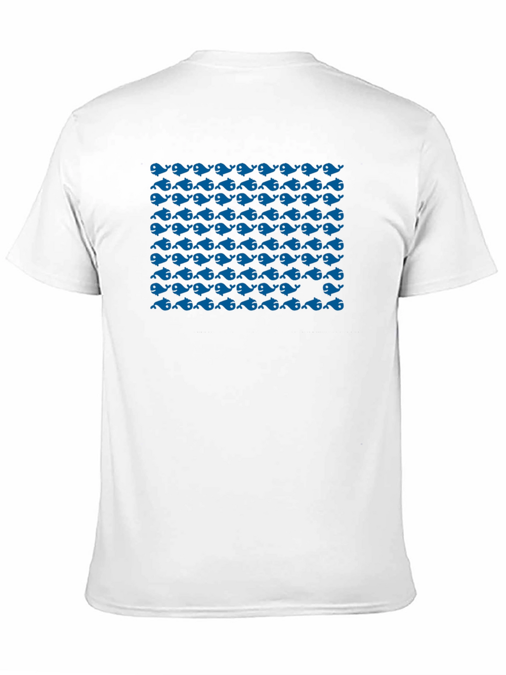 Blue Whale Pattern Black T-Shirt