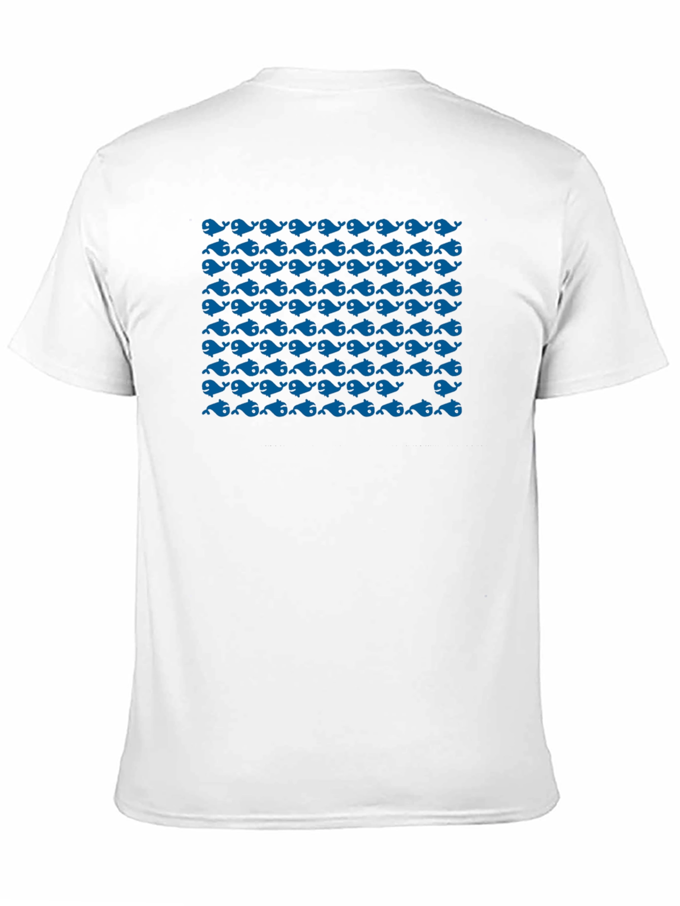 Blue Whale Pattern Black T-Shirt