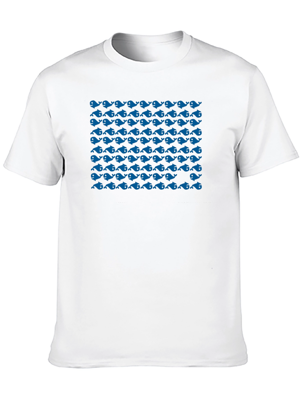 Blue Whale Pattern Black T-Shirt