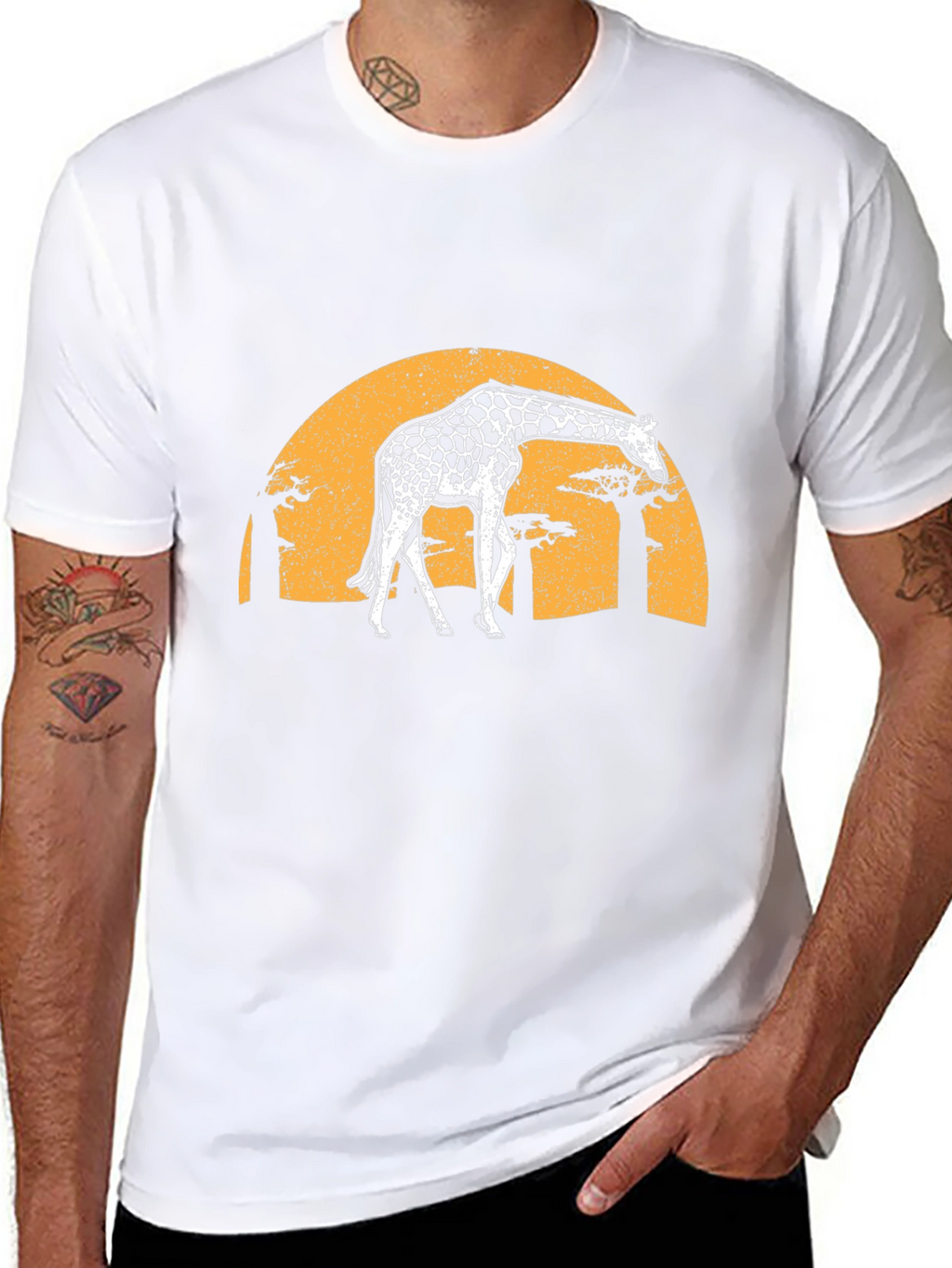 Giraffe Sunset Graphic Tee