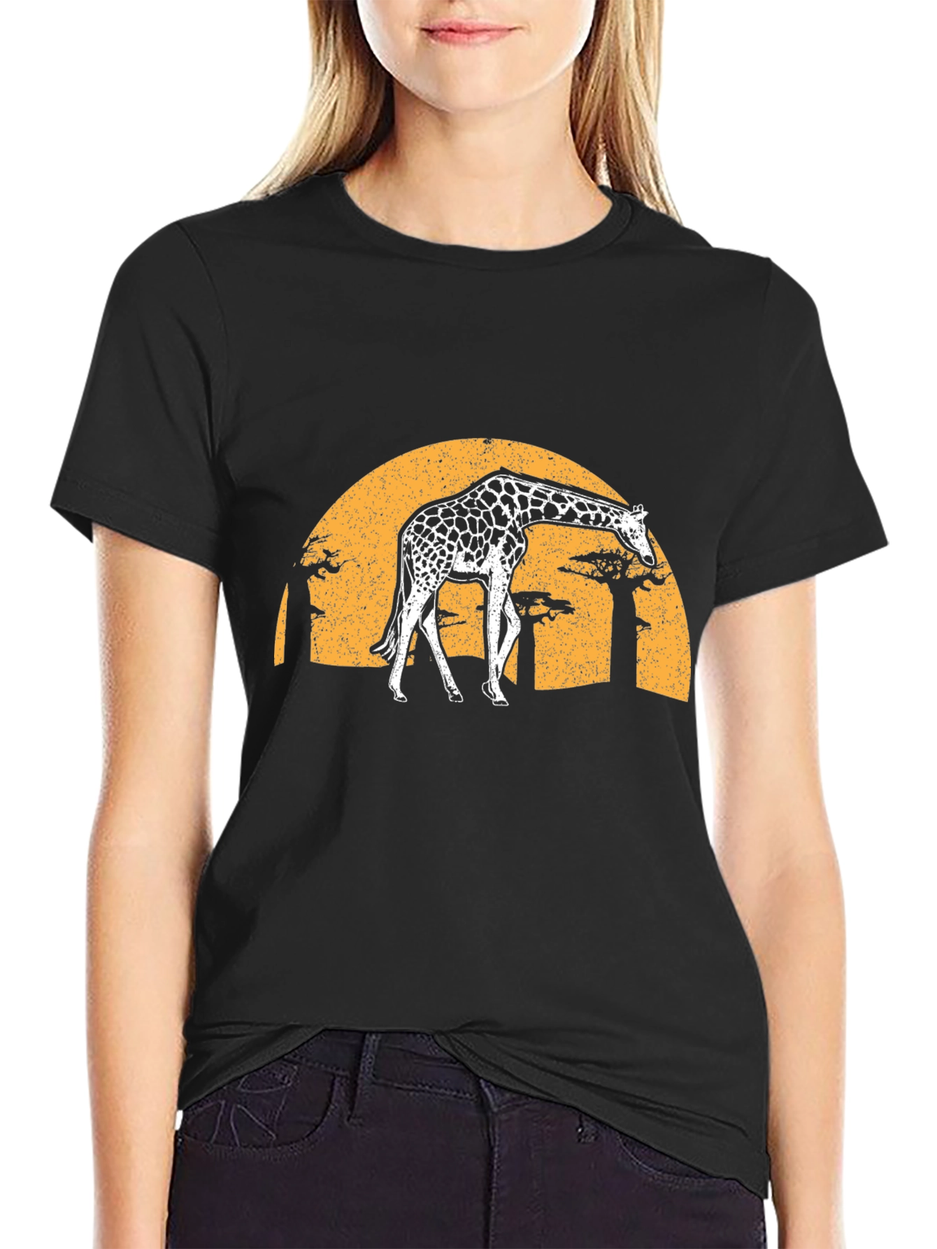 Giraffe Sunset Graphic Tee