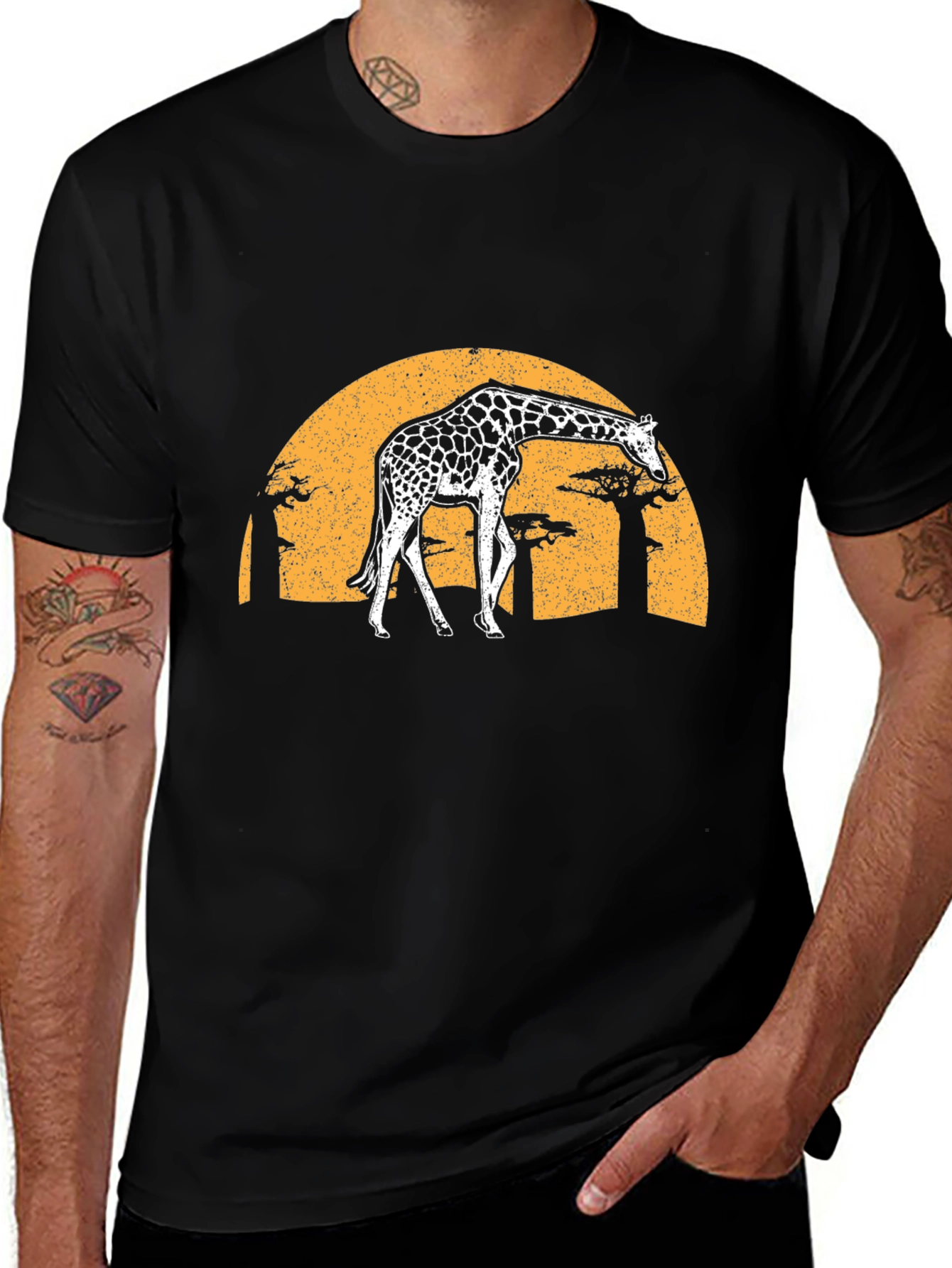 Giraffe Sunset Graphic Tee