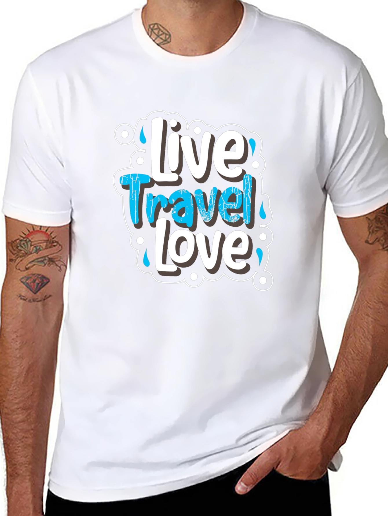 Live Travel Love Graphic Tee - Black Cotton T-Shirt