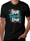 Live Travel Love Graphic Tee - Black Cotton T-Shirt