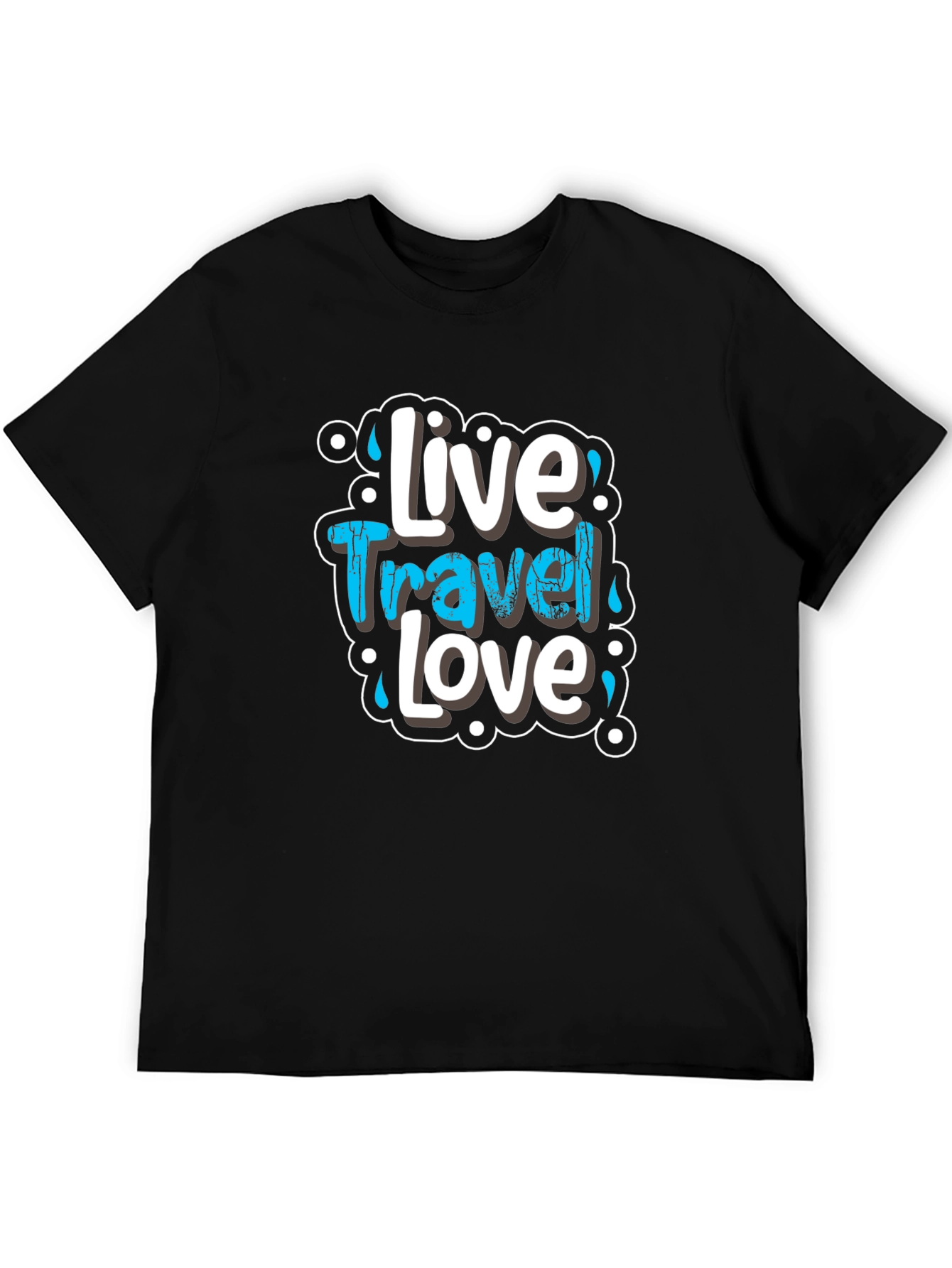 Live Travel Love Graphic Tee - Black Cotton T-Shirt