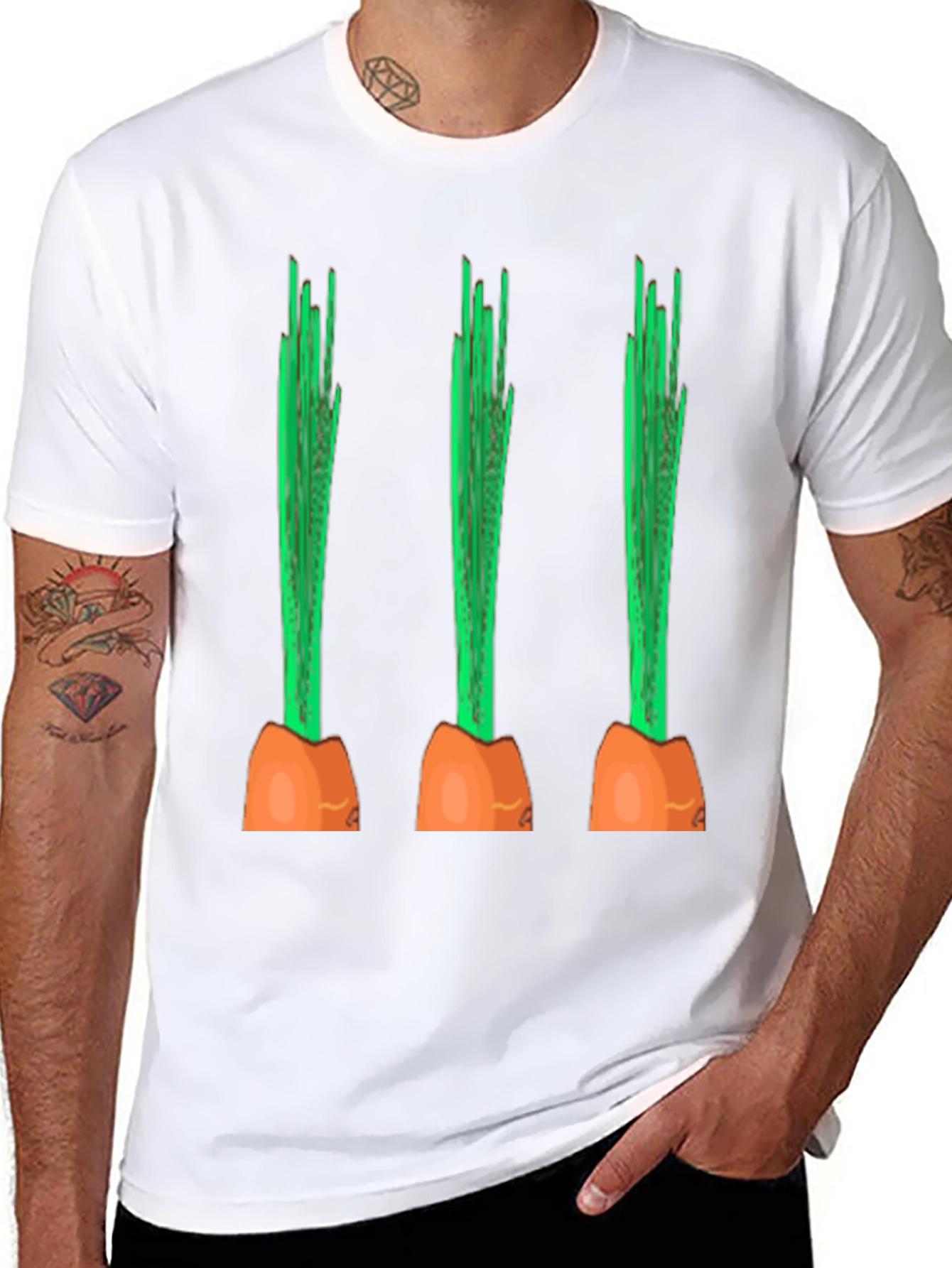 Funny Carrot Graphic Tee - Black Cotton Casual Shirt