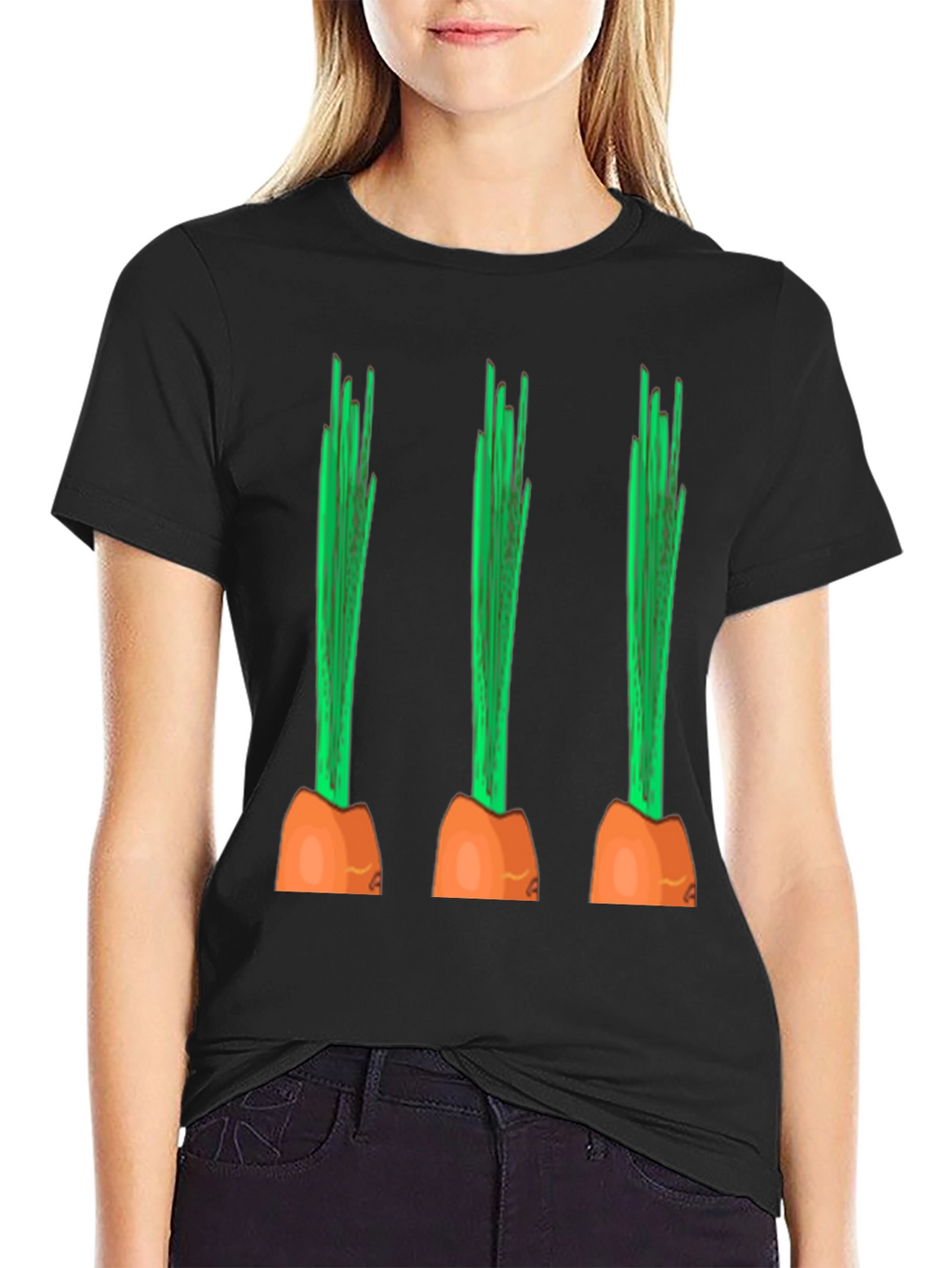 Funny Carrot Graphic Tee - Black Cotton Casual Shirt