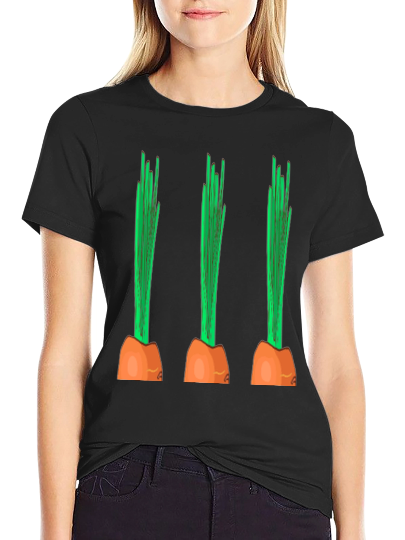 Funny Carrot Graphic Tee - Black Cotton Casual Shirt