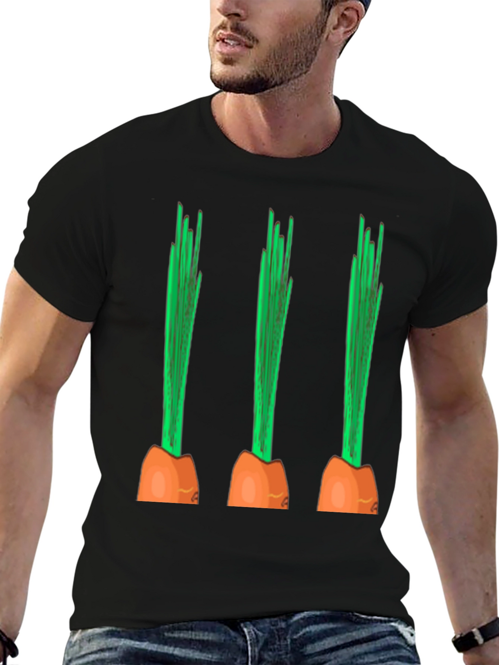 Funny Carrot Graphic Tee - Black Cotton Casual Shirt
