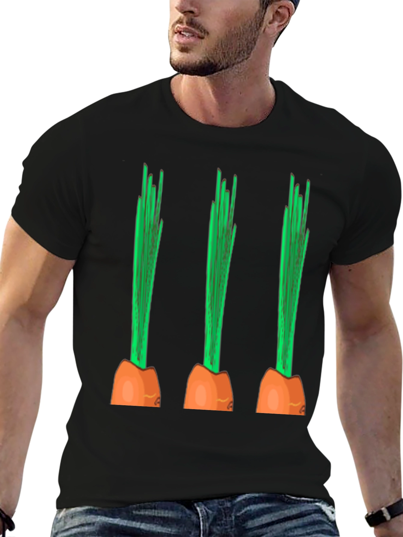 Funny Carrot Graphic Tee - Black Cotton Casual Shirt