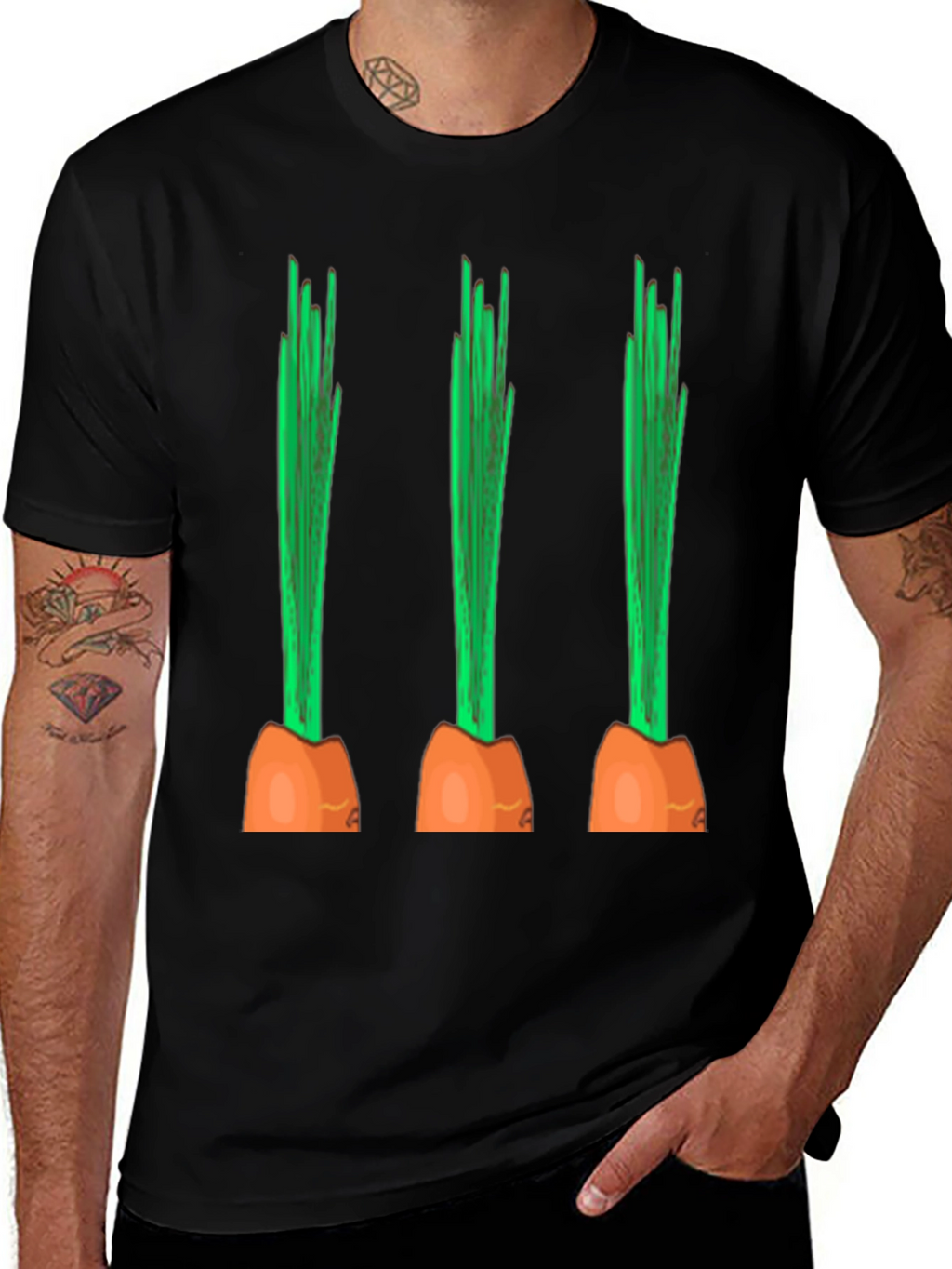 Funny Carrot Graphic Tee - Black Cotton Casual Shirt