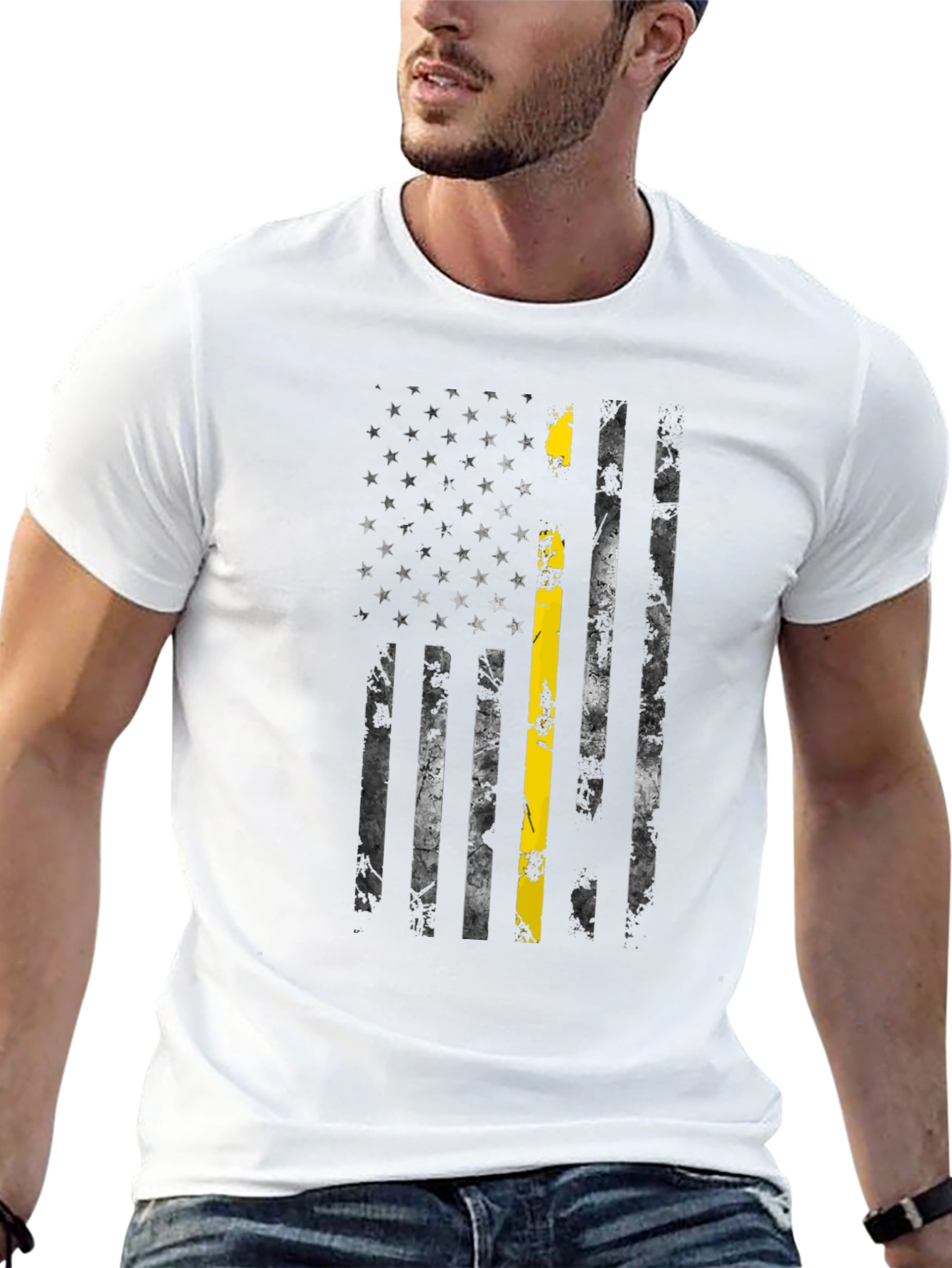 Thin Yellow Line American Flag T-Shirt